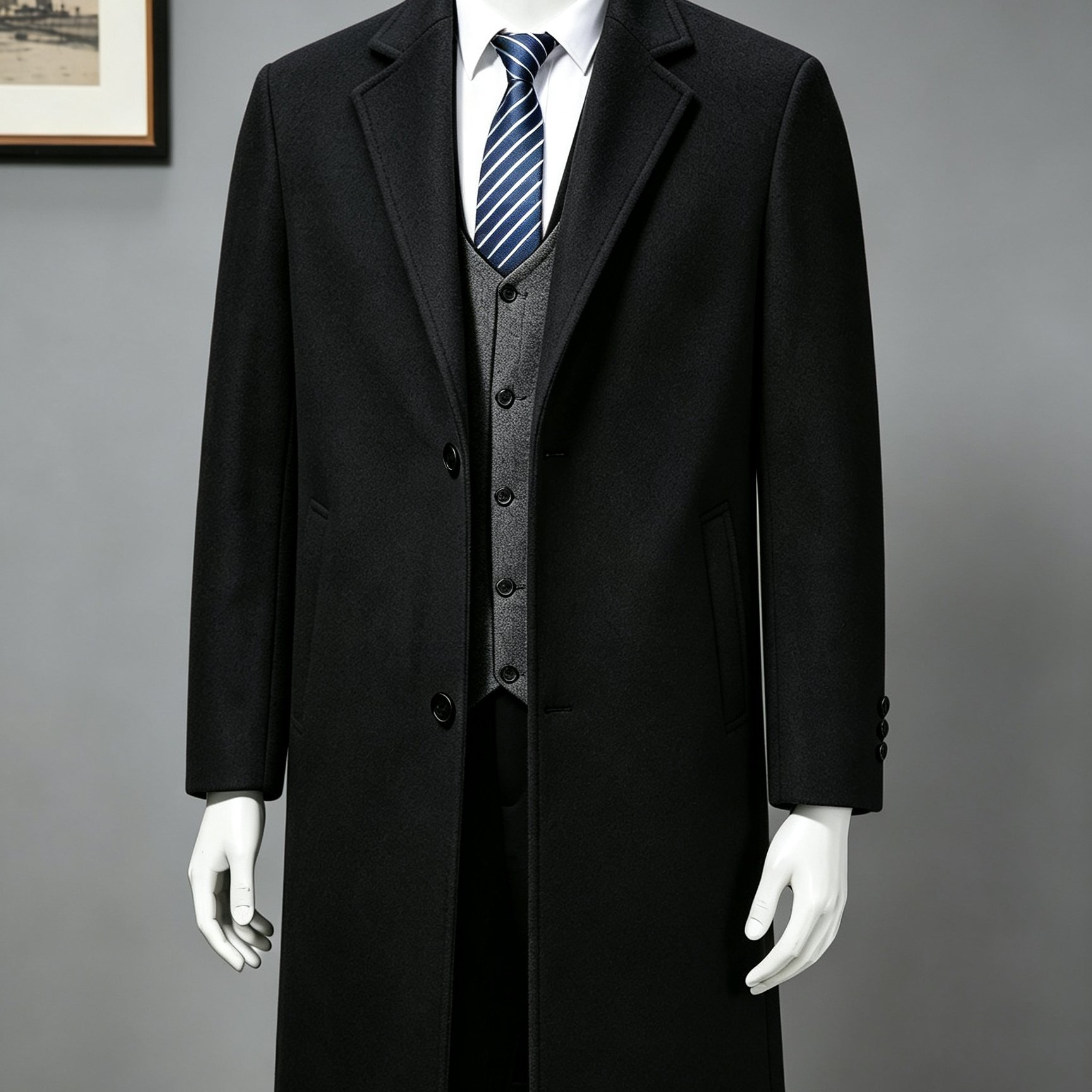 TEMU 2026 Spring/autumn Men's Trench Coat, Simple And Versatile Casual Jacket With Slant Pockets And Cufflinks, Business Casual Trench Coat