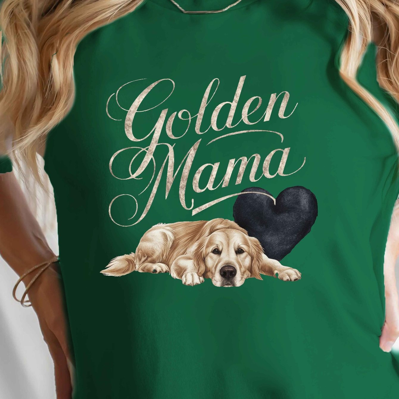 TEMU Casual Short-sleeve Crew Neck Top Featuring A Golden Retriever Print, Perfect For Summer And Spring, Designed For Women