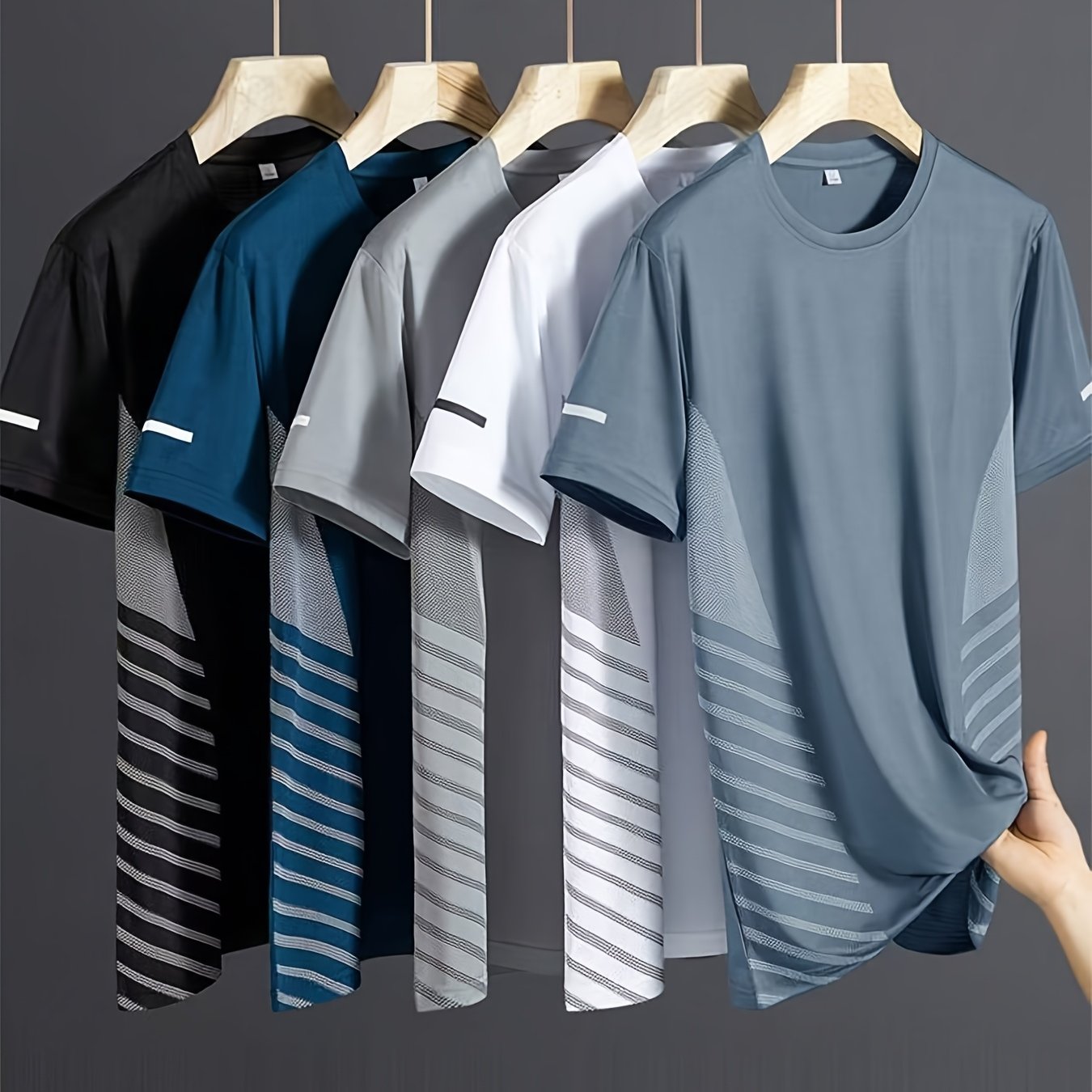 TEMU Men's T-shirt Multi Colored 5pcs Set Casual Fashion Short Sleeved Top