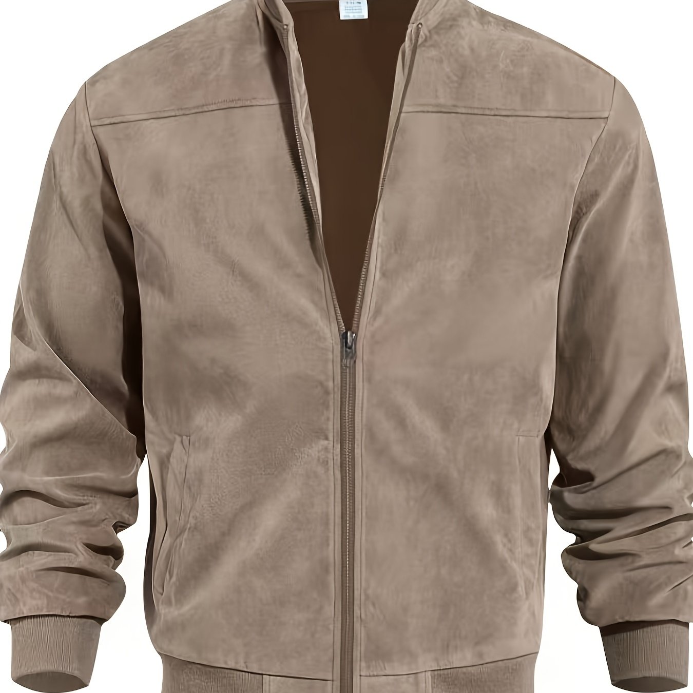 Solid Color Men's Zipper Jacket Casual Retro Long Sleeved Cardigan Jacket Men's