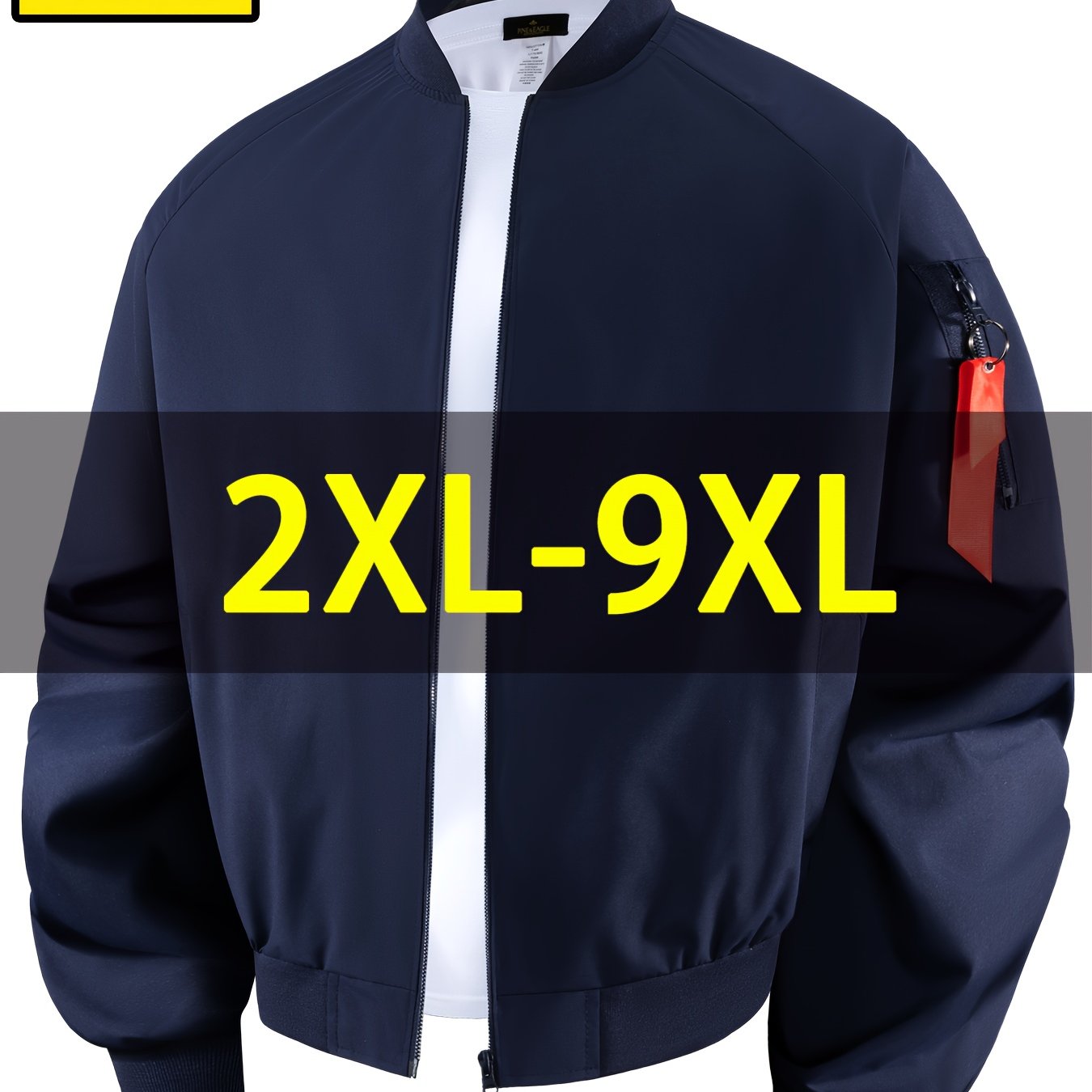 TEMU Plus Size Men's Jacket, Spring New Arrival, 2xl-9xl, Oversized Loose Fit Casual Pilot Jacket, Men's Casual Baseball Collar Outerwear, Plus Size
