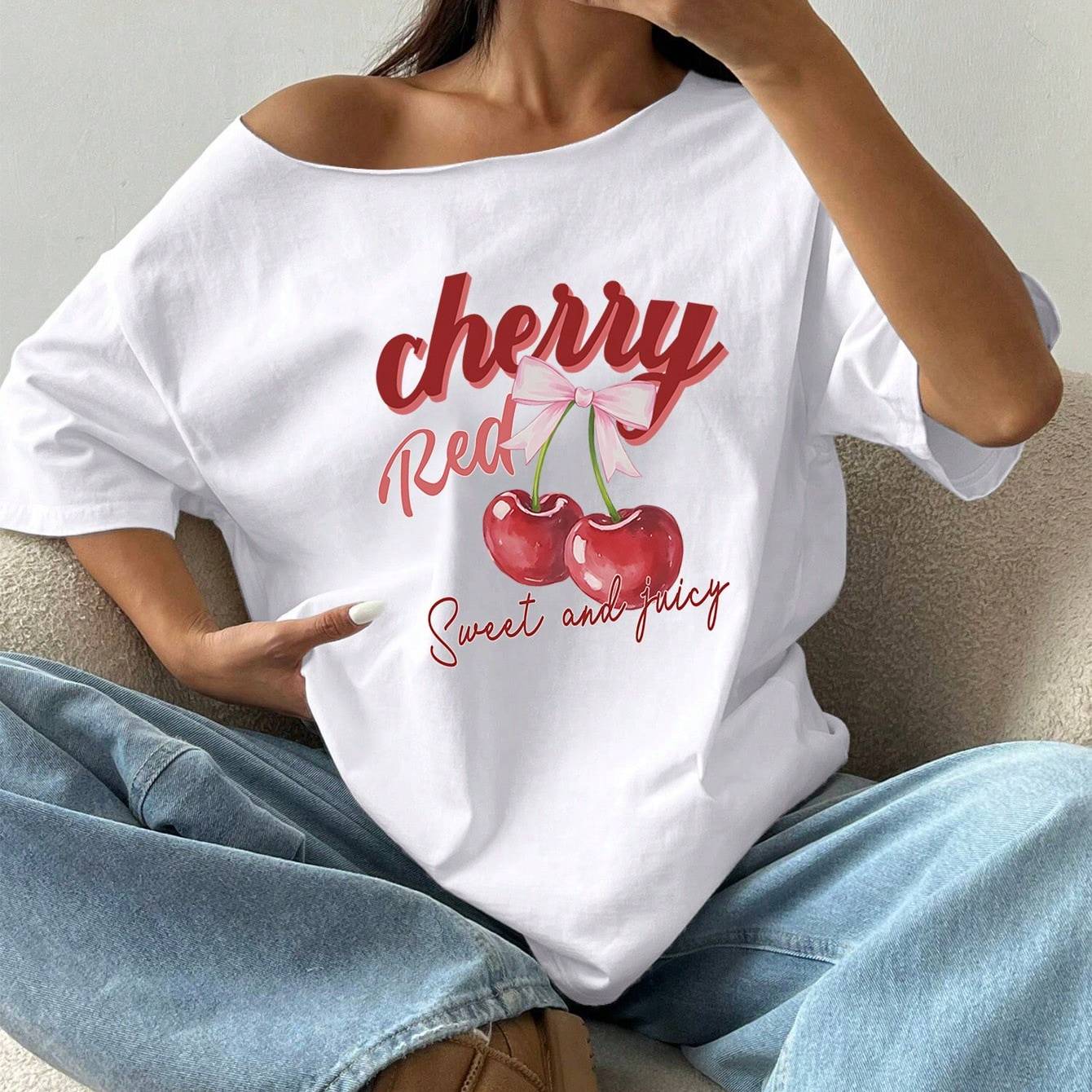 E-shop Western Fashion Damen Neues Lässiges Off-Shoulder T-Shirt