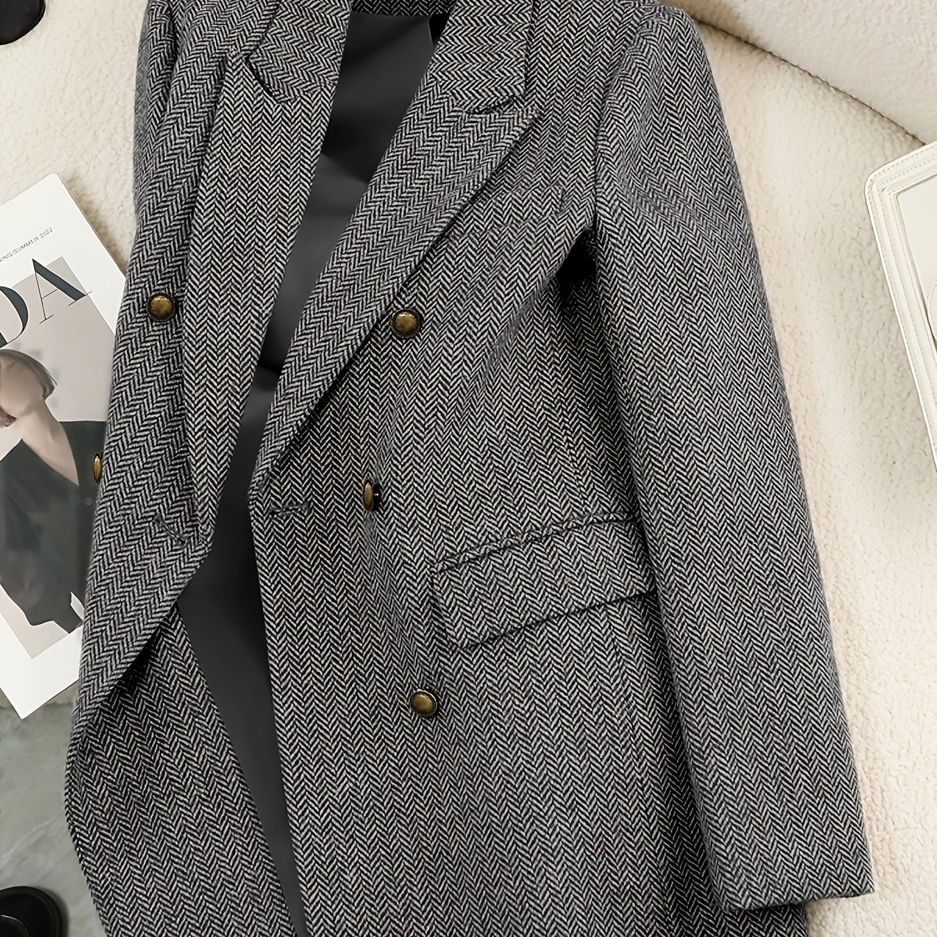 TEMU Taglie Forti - Blazer Elegante da Donna - Cappotto Formale e Casual da Lavoro, Giacca Strutturata con Silhouette Chiusura con Bottoni, Ufficio,