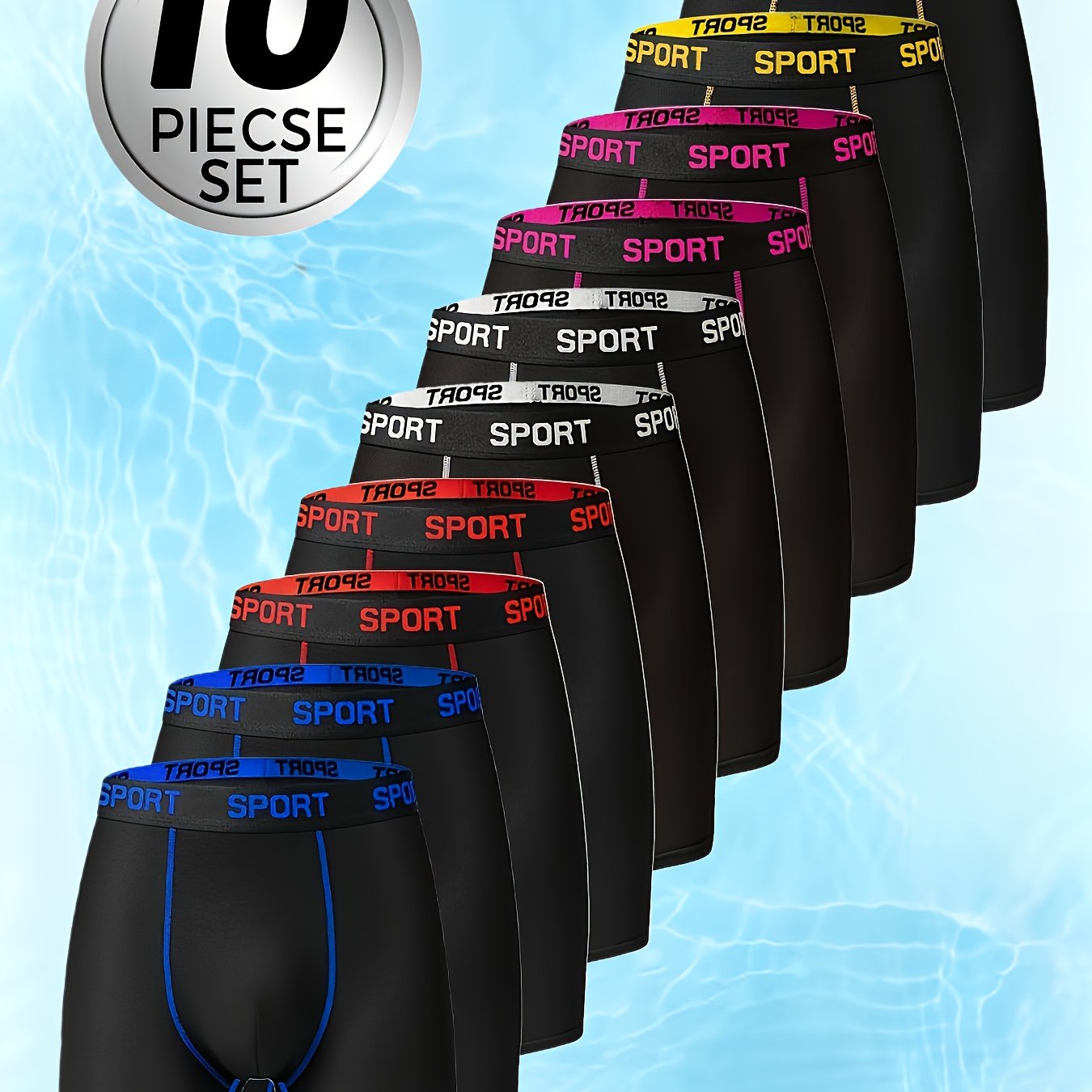 TEMU 10pcs Of Men'-color Comfortable Slim-fit Boxer Underwear, Breathable And -drying Elastic Waistband Sports Pants, Soft Men's Underwear Suitable