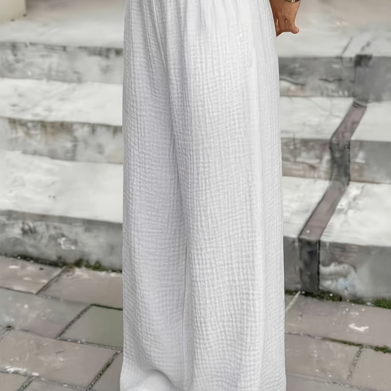 Girls' Long Pants, /summer Loose Straight-leg Trousers For Young Girls, Comfortable Elastic Waistband, Soft, Skin-friendly, And Breathable Fabric, , Suitable For Daily Casual , Seaside Vacations