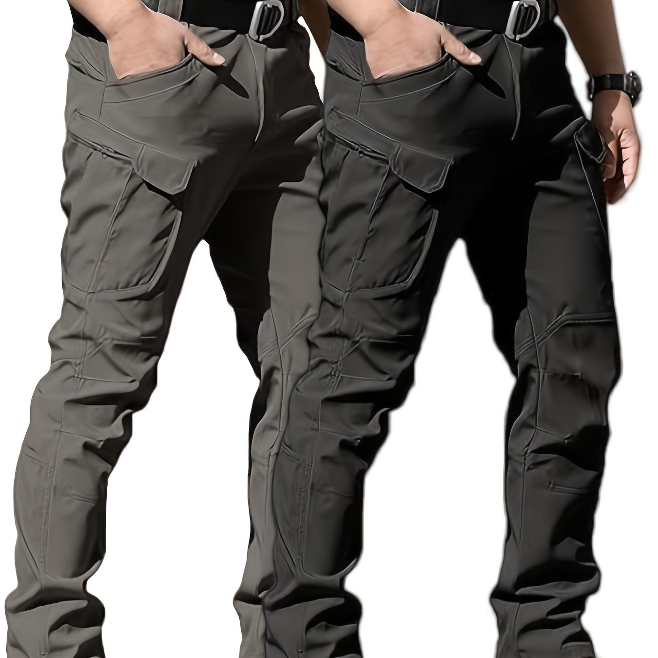 TEMU 2 Pack Men's Tactical Pants, Lightweight Outdoor Hiking Cargo Pants With Multi Pockets (no Belt)