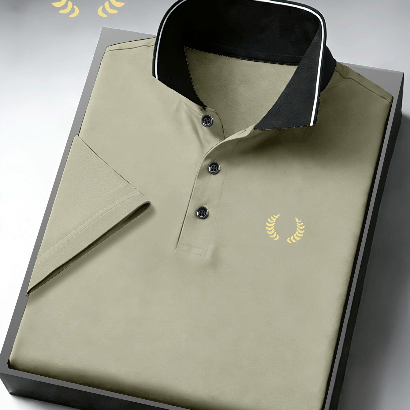 TEMU Men's Wheat Ear Wreath Badge Print Shirt, Breathable Quick-dry Short Sleeve Golf , Casual Fashion Top, Fits Most