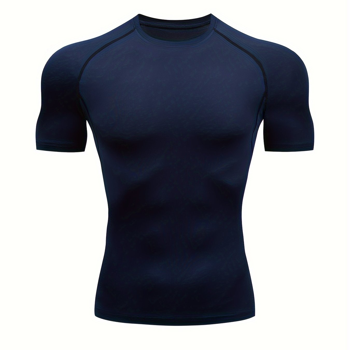 TEMU Men's Quick-dry High-elasticity Shirt - Breathable Gym T-shirt Suitable For Weightlifting,, Swimming & Outdoor Sports - Solid Color Athletic Top