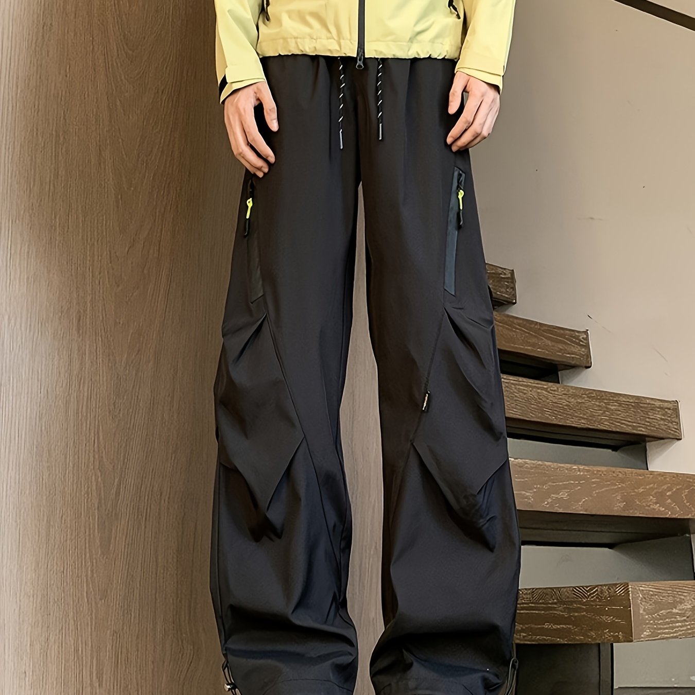 TEMU カジュアル 三防パンツ シンプル ルーズフィット スポーツ ストレートレッグパンツ 防風 高品質 アウトドア 多用途 通勤ズボン 男女兼用