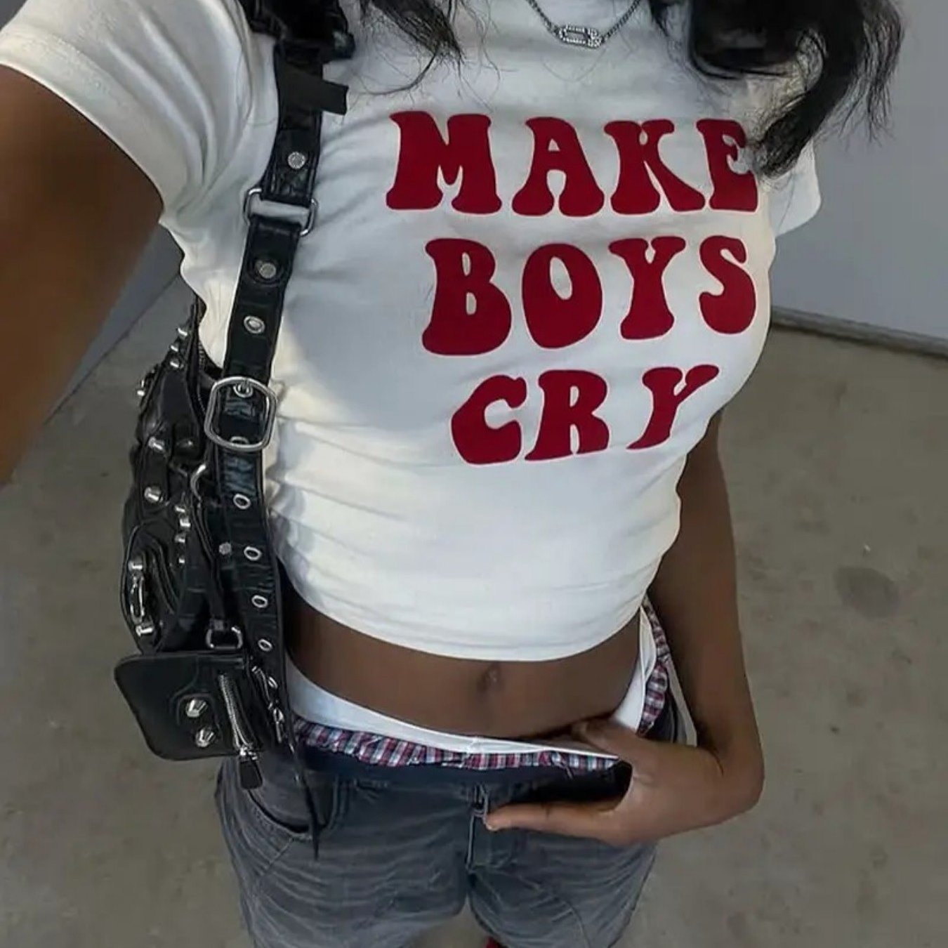 E-shop 2026 Neuer Trend Damen Y2K Kurzarm High-Waist T-Shirt – Mit einzigartigem roten Buchstaben-Print, vielseitiger süßer cooler Stil, künstlerischer