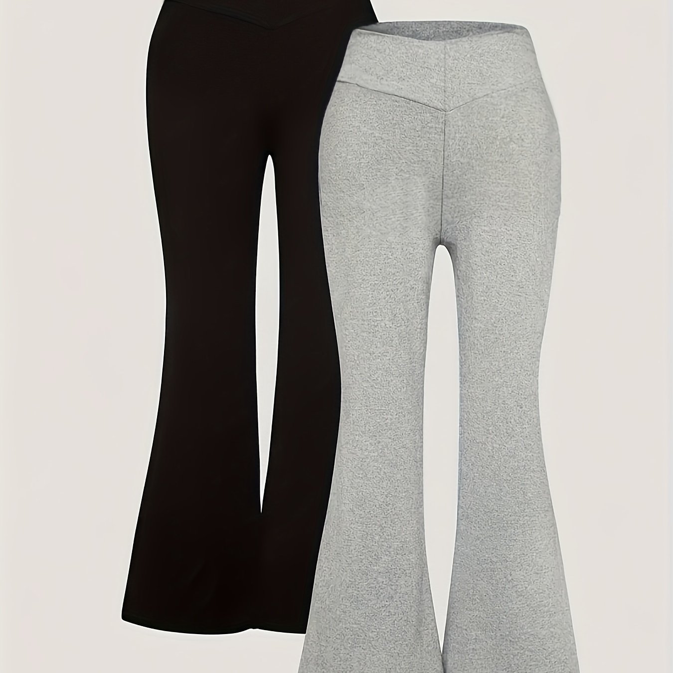 2pcs/set Combination Outfit Tween Girls Spring Autumn Casual Elastic High-waist Solid Pants Set, Machine Washable, Comfortable And Easy To Care, Suitable For Outdoor Scenes Casual Outing