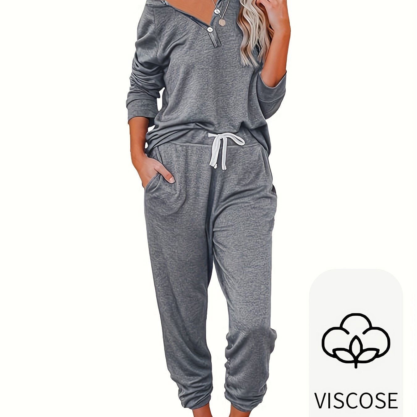 Autumn-winter Women's Loose Long Sleeve Pants Two-piece Set