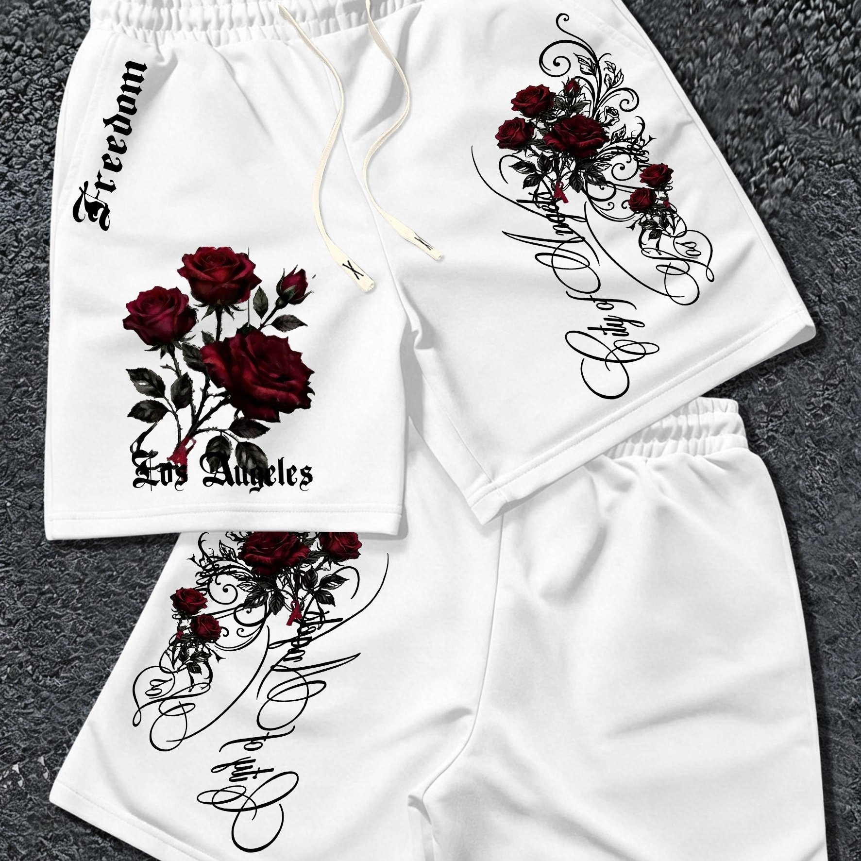 TEMU Men's Summer Drawstring Waist Printed Shorts, All-match Casual Outdoor Travel Athletic Shorts