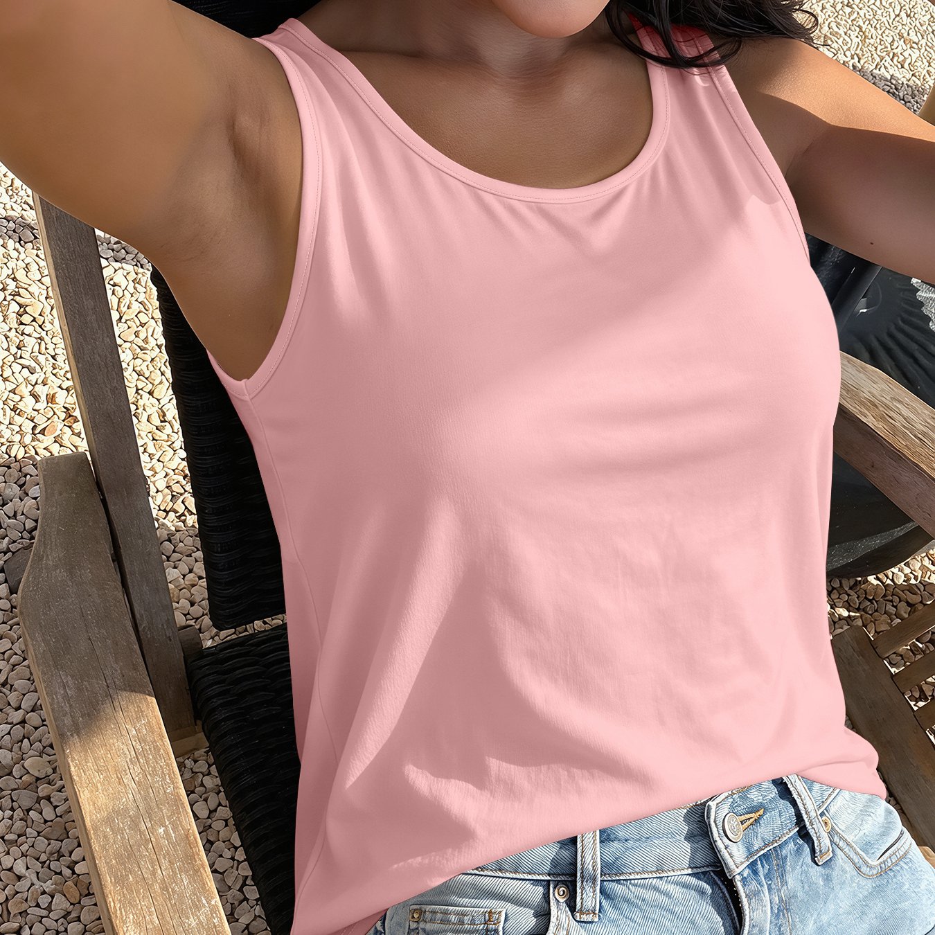 TEMU Plus Size - Spring Summer Plus Size Women's Round Neck Cami Tank Top, Micro- ' Summer Women's Top T-shirt Sleeveless Tight Top Daily Versatile