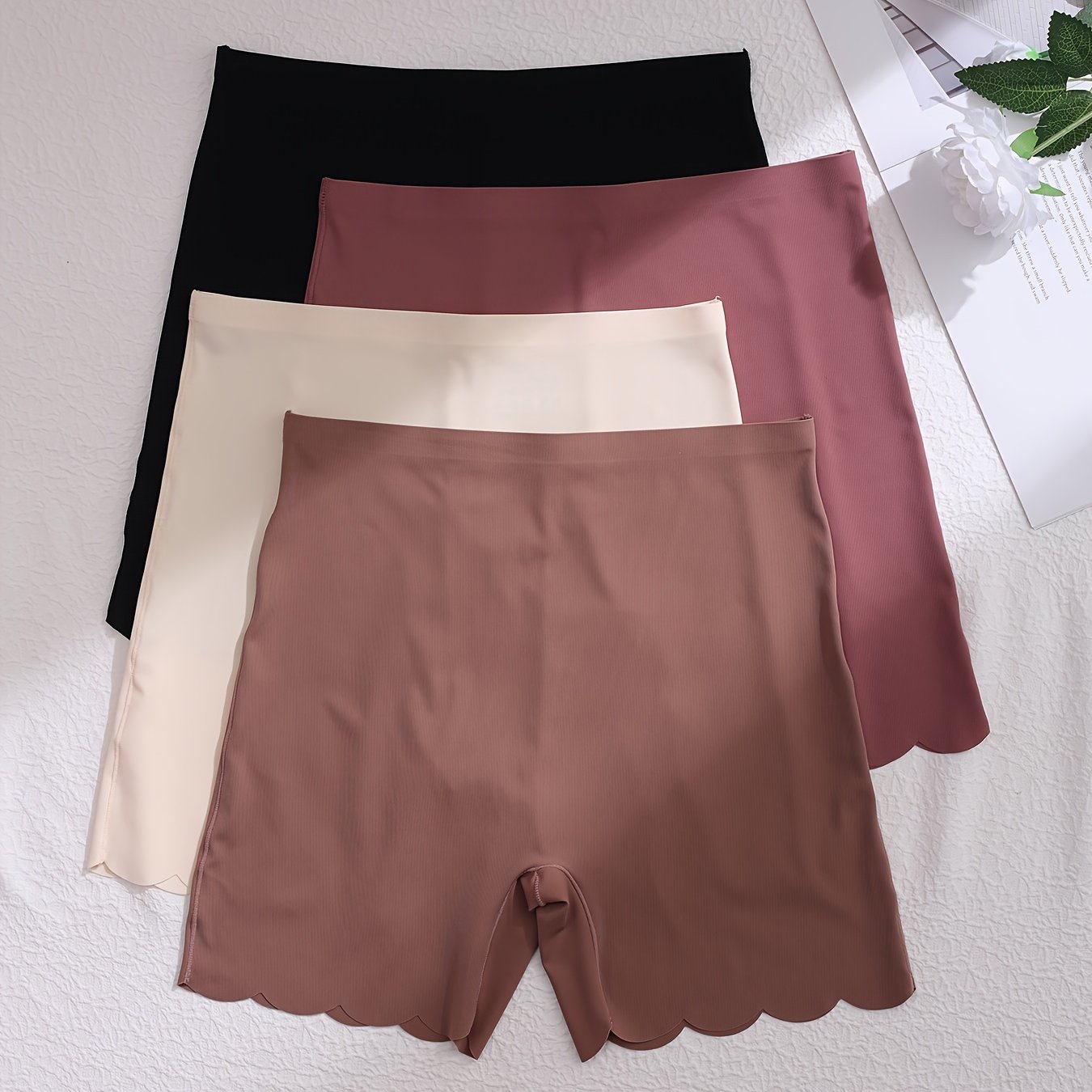 TEMU 4pcs Of Wavy High-waisted Boxer Briefs