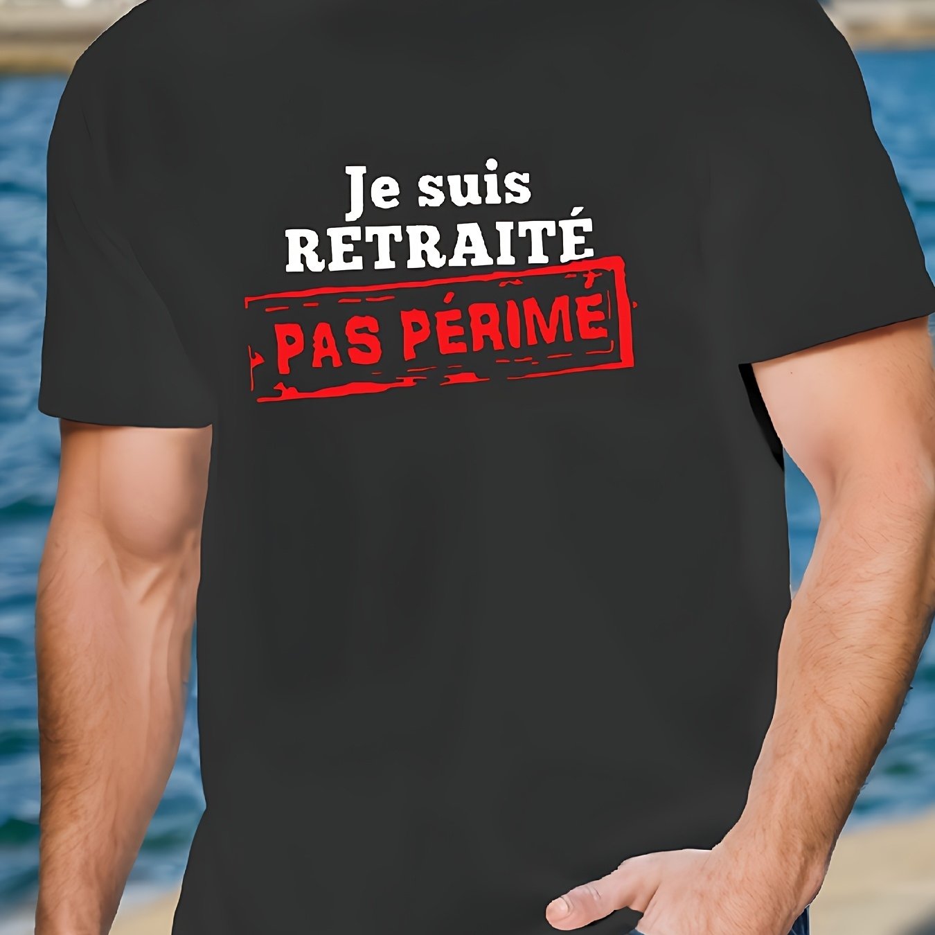 TEMU T-shirt décontracté pour homme avec motif de retraite - Haut d'été léger à manches courtes et col rond, style français, hauts