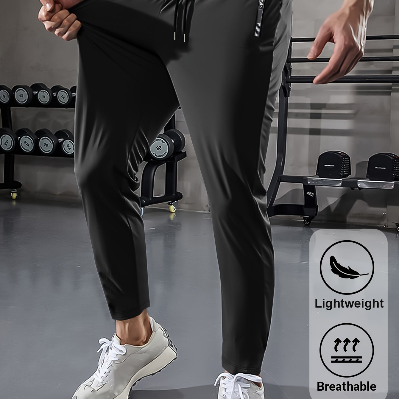 TEMU Men's Women's Summer Athletic Running Long Pants, Soft Comfortable Fabric With Zipper Pockets Fashion Straight Leg Trousers, Breathable Thin