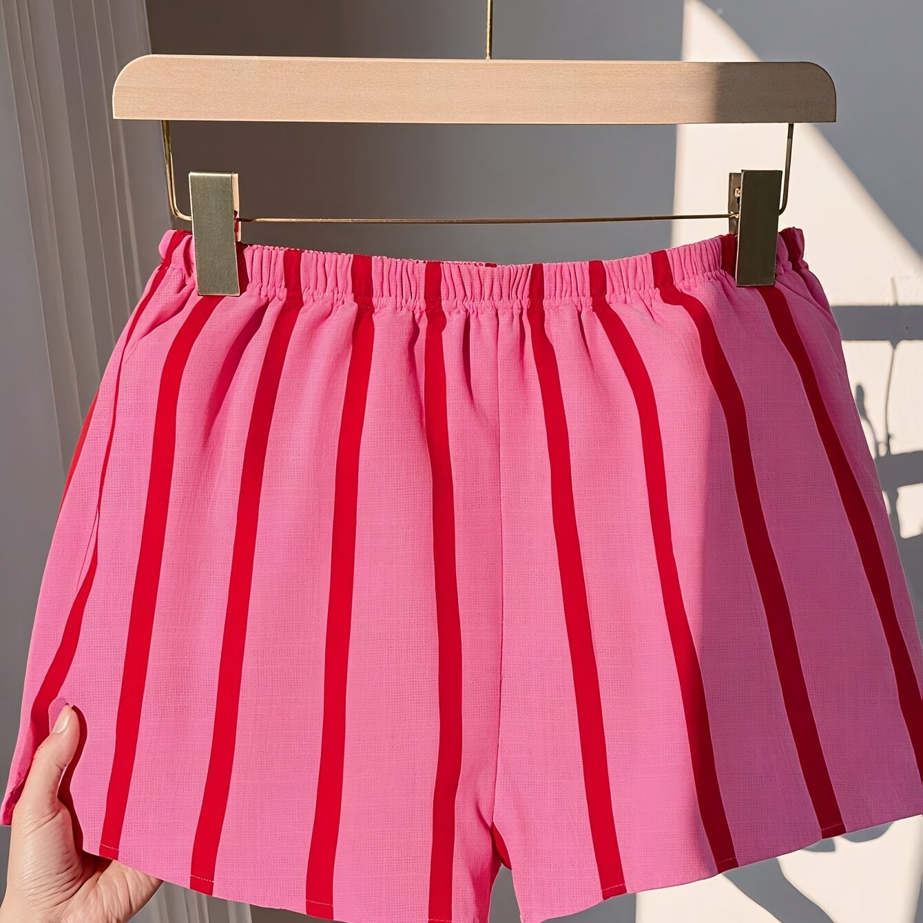 Striped Casual Summer Beach Shorts, Women's Vacation, Versatile Shorts