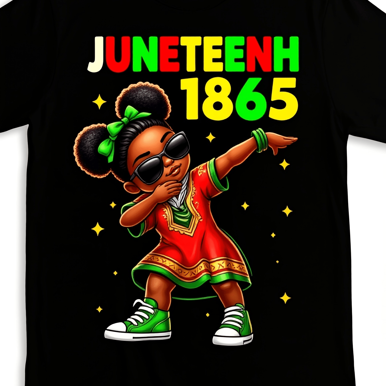 TEMU Juneteenth 1865 Graphic Print T-shirt Block Style Soft And Breathable Lightweight Crew Neck Tee Regular Machine Washable Cultural Celebration