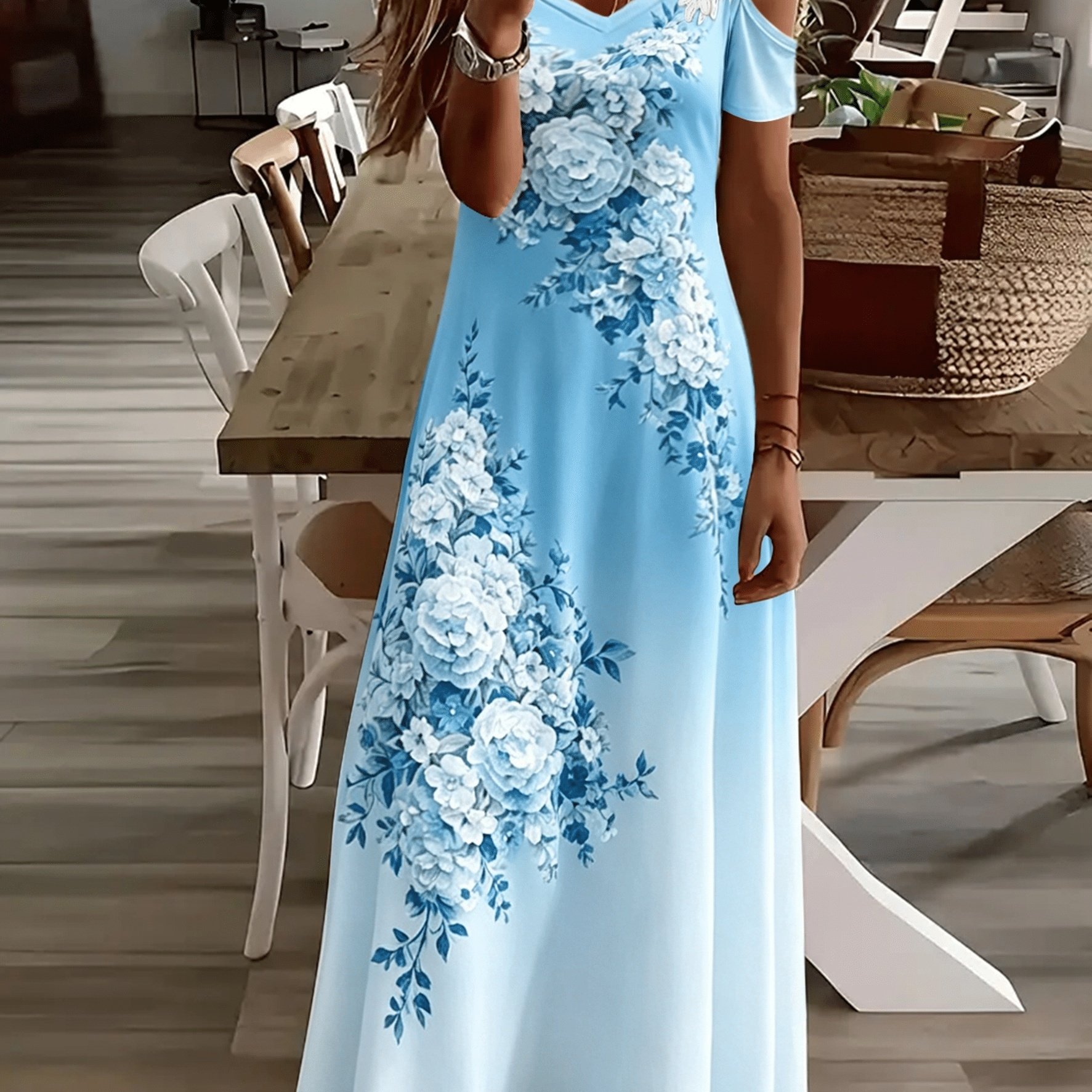 Plus Size, Uue Plus Size Women's Casual Off-shoulder Sleeveless Dress With Sequin Print - Loose Fit Party & Casual Attire, Summer Fashion, Flowy Fabric, Vacation Outfit