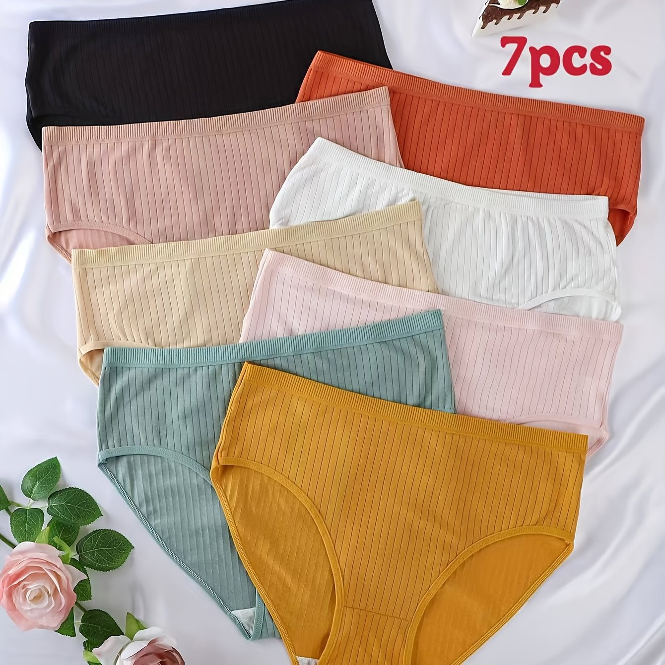 TEMU 7-pack Assorted Plus Size Women's High-waisted Underwear, Random Colors