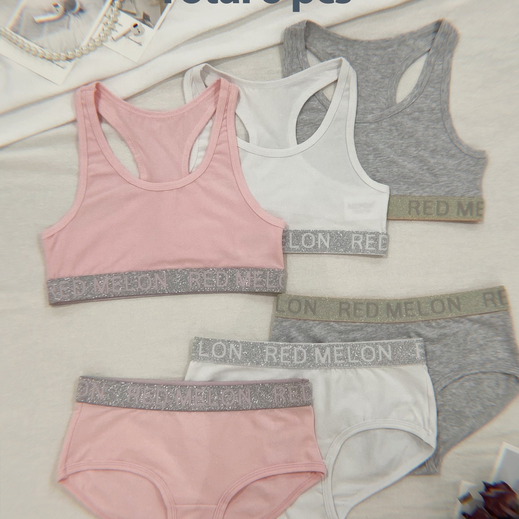 Image of 6pcs Girls' Underwear Set, Bra And Briefs, Lingerie, Bralette, Sports Vest, Sports Bra, T-shirt Bra, Breathable Tank-style Bras, Suitable For High School, Middle School, And Elementary School Girls