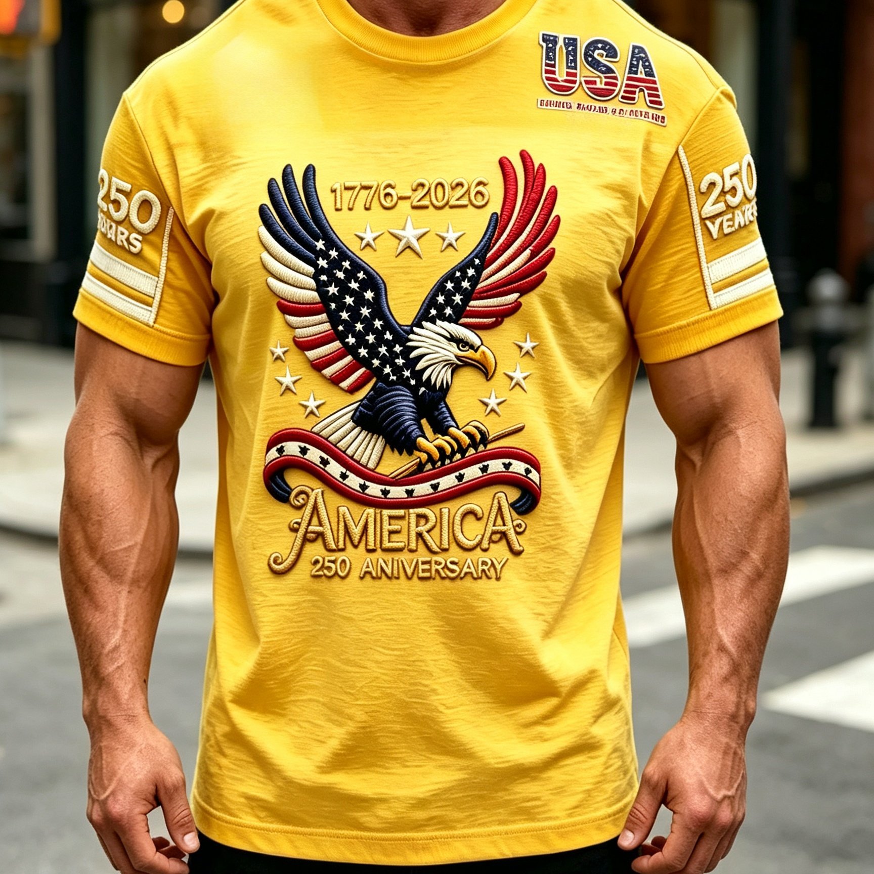 TEMU 2026 's Fashion Comfortable Short Sleeve T-shirt, Lightweight Soft Fresh All-match Breathable Textured Street Sport , Us 250th Anniversary ,