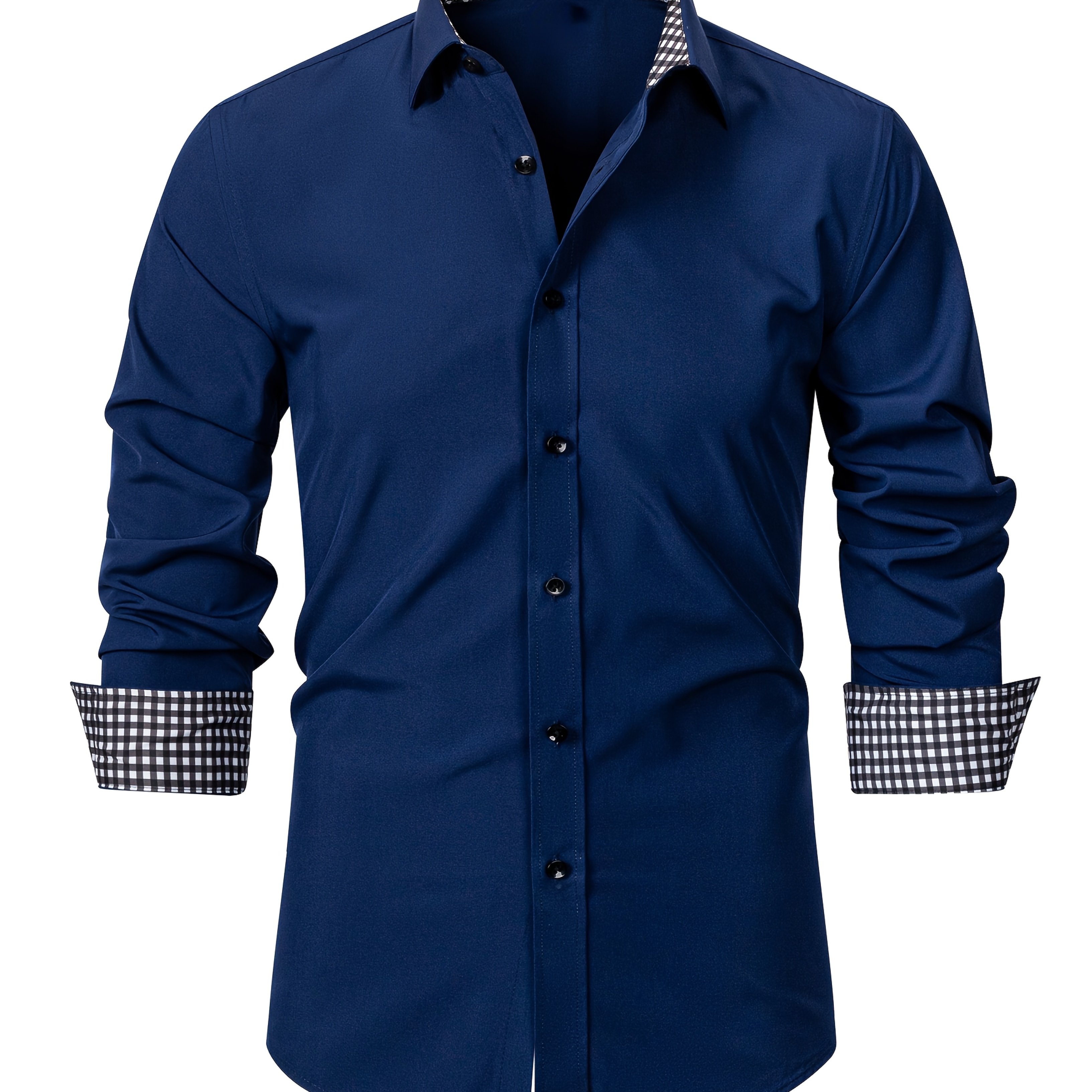 TEMU Men's Formal Shirt Spliced Design Sense Shirt Business Professional Formal Shirt Non-iron Suit Shirt Casual Workwear, Autumn Menswear