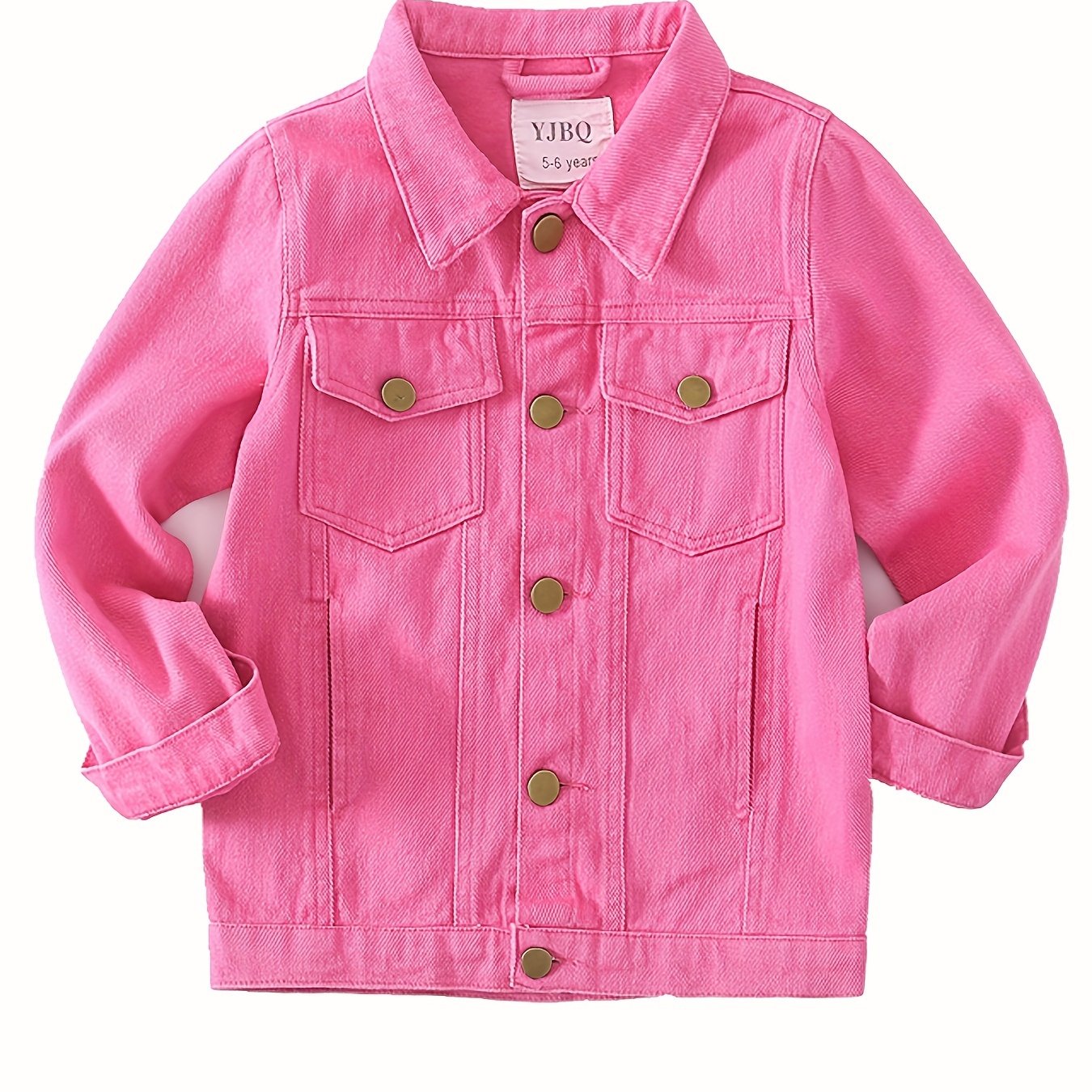 2026 ' Basic Denim Jacket Classic Outerwear Denim Top Casual Outerwear Teenager -14 Years Old Pink Denim Jacket