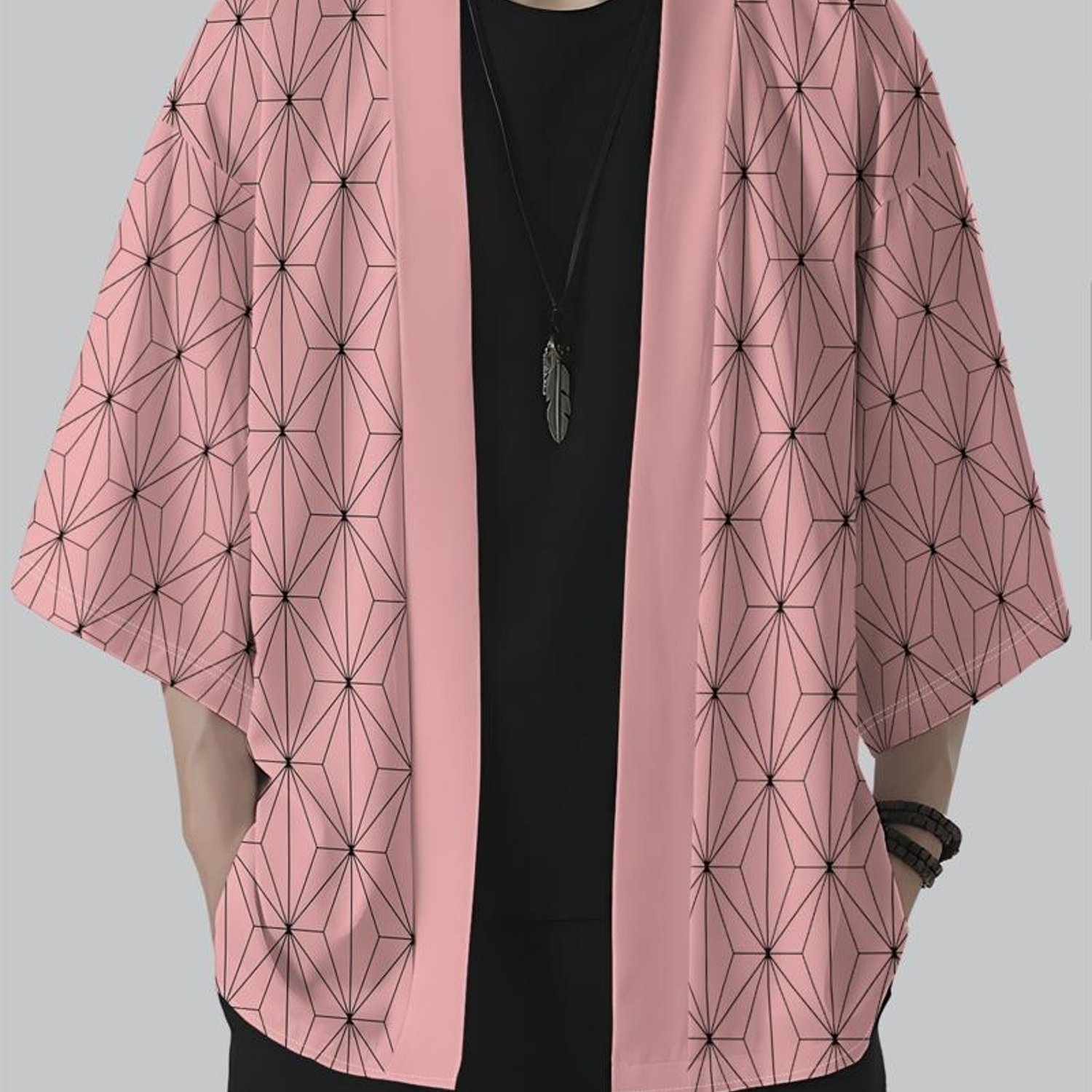 TEMU Men's Casual Kimono Shirt, Ethnic Style, Polyester Material, Mixed Colors, Multiple Sizes , Fashionable Design, Suitable For Daily Wear And
