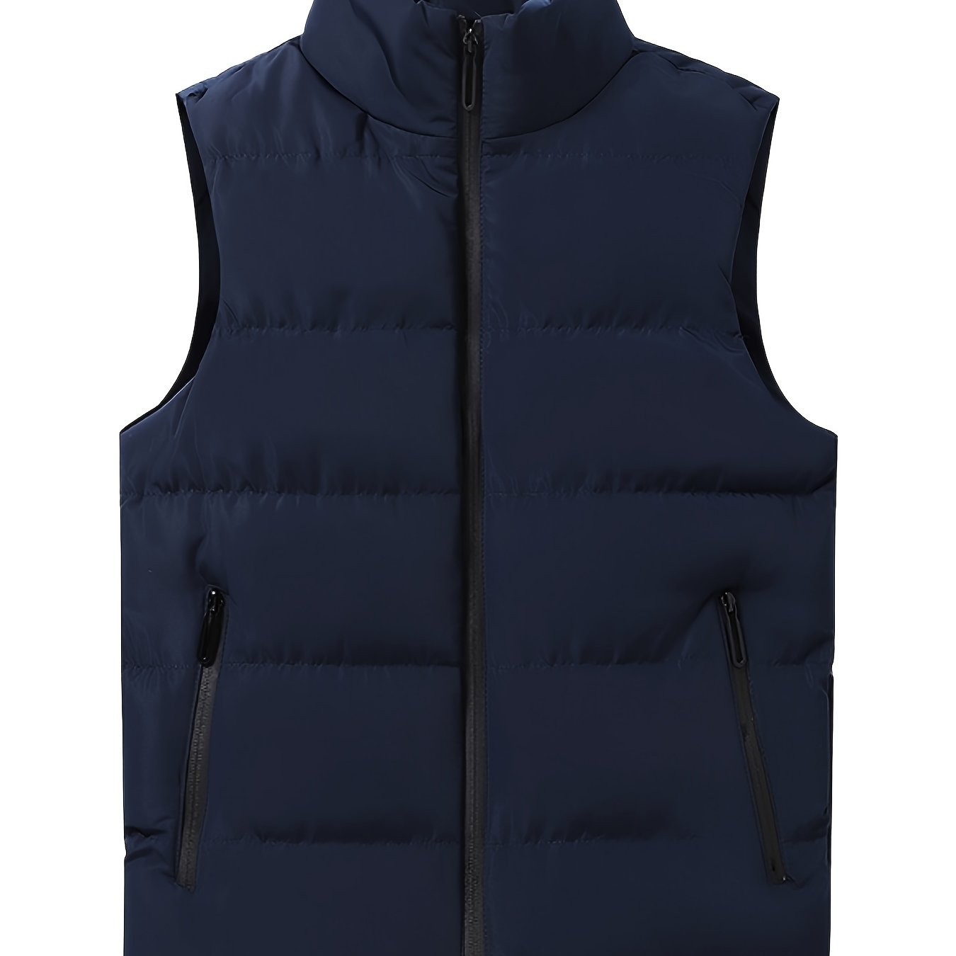 TEMU A Warm Winter Vest For Men, Featuring A Casual Zip Pocket And A Stand Collar, Suitable For Autumn And Winter, Men's Gilet