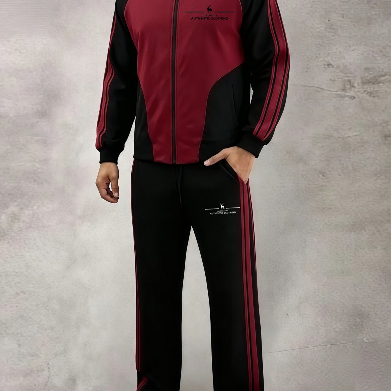 Image of 2pcs Jacket Set. Men's Casual Sports Printed Jacket And Casual Sports Pants Set, Unisex, In Colors. A Perfect Gift For Any Occasion.