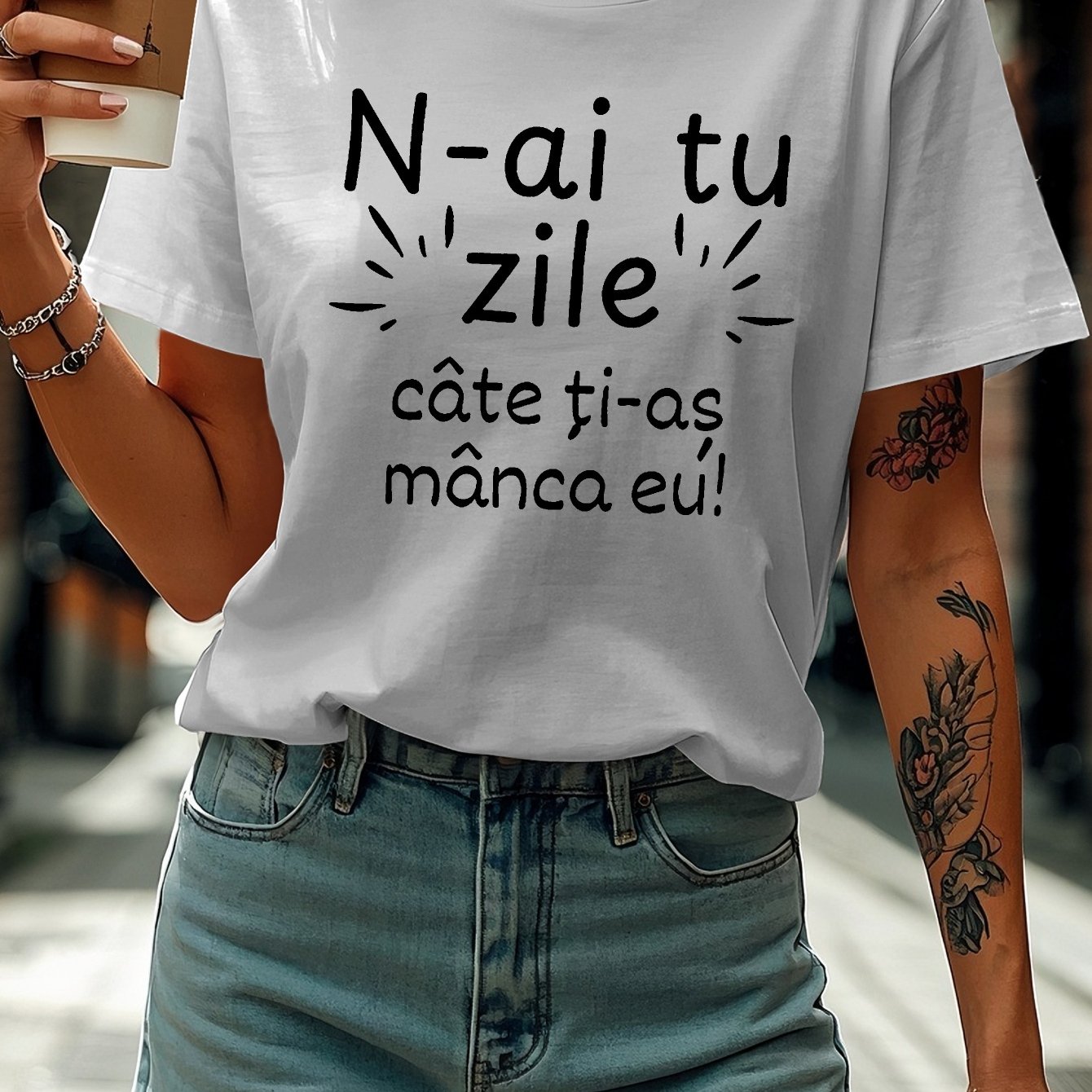Teediy Women's Funny Romanian T-shirt - Fit Short Sleeve Top With "nu Mai Vreau Să Cunosc Români Noi" Print, Casual Romanian Language Graphic Tee, Machine Washable Wear