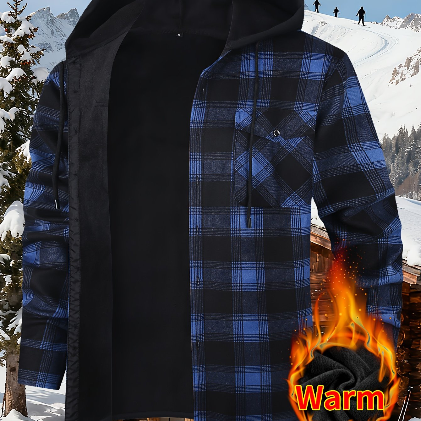 TEMU Men's Winter Thickened Hooded Jacket - Business Casual Warm Formal Wear For Commuting, Office, Business Trips & Meetings Stylish Top