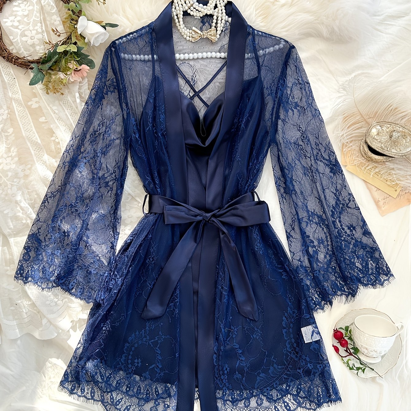 TEMU 2 Piezas de Conjunto de Camisón para Mujer, Camisón y Camisola de Moda para