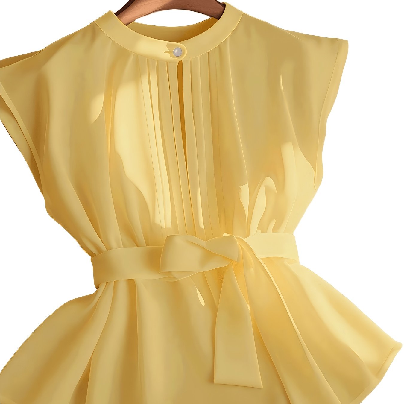 TEMU Women's Elegant Pleated Sleeveless Top, Suitable For Spring And Summer