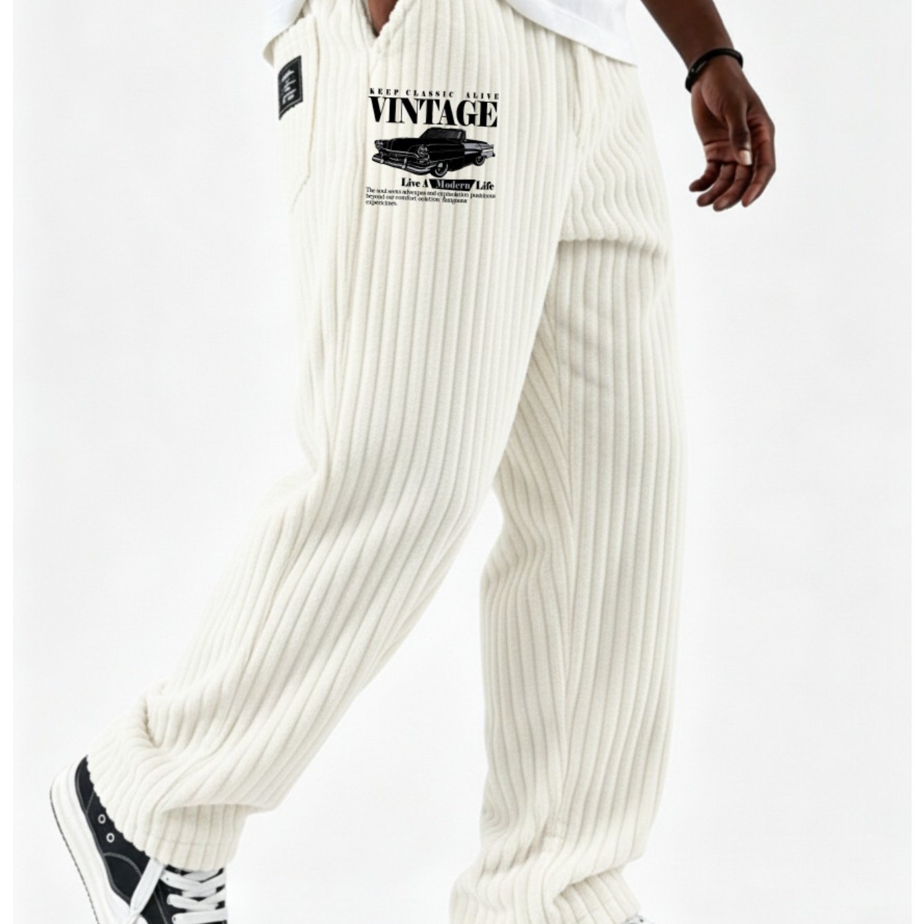 2026 New Corduroy Pants, Loose Straight Leg Trousers, Printed Logo, Fall Winter Thick Warm Casual Pants, Perfect For Outdoor, For Teenager