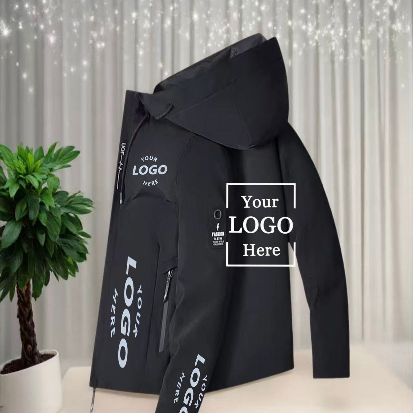 TEMU Customizable Jacket For Men And Women, Personalized Logo/name And Any , Individualized Athletic Wear, Reinforced Stitching And Logo Printing,