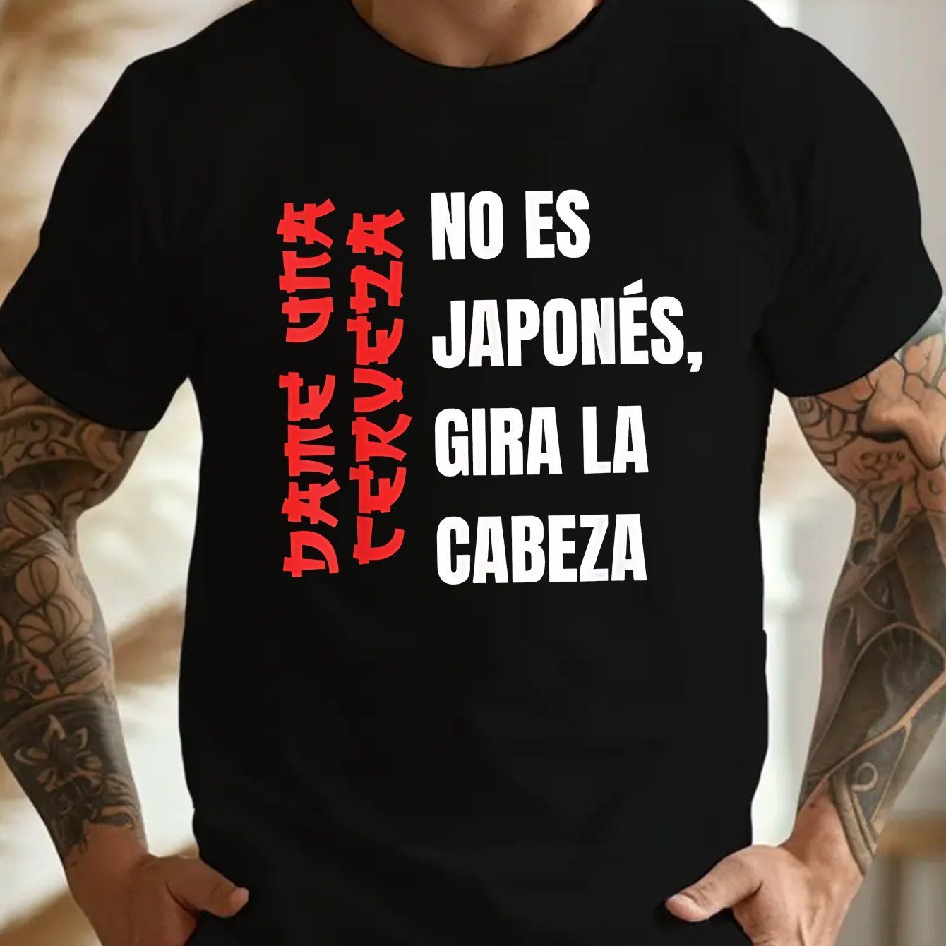 TEMU Camiseta de talla grande para hombre con un divertido diseño español