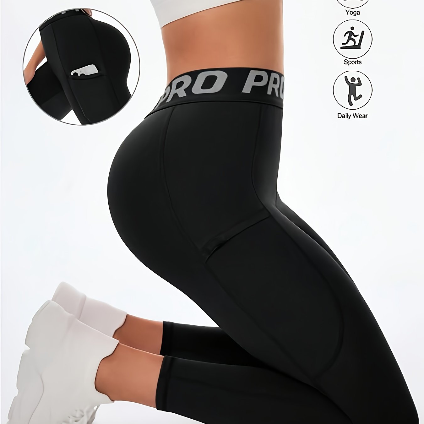 E-shop Damenhosen mit hoher Taille - Po-Hebende, nicht durchsichtige Leggings mit Seitentaschen, Alljahreszeit-Tight Pants für den täglichen Gebrauch –