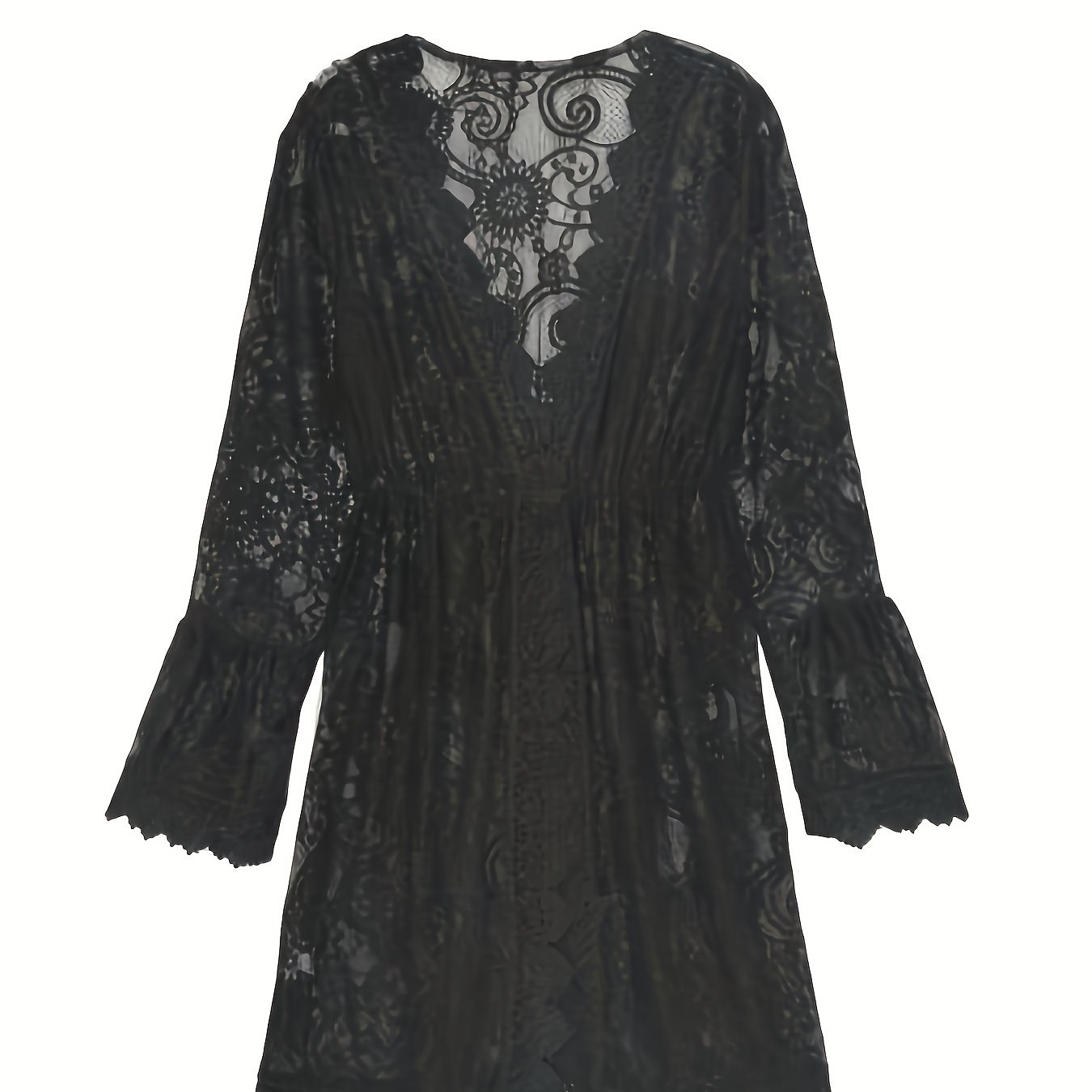 ladies stylish beach vacation solid color lace dress - Temu