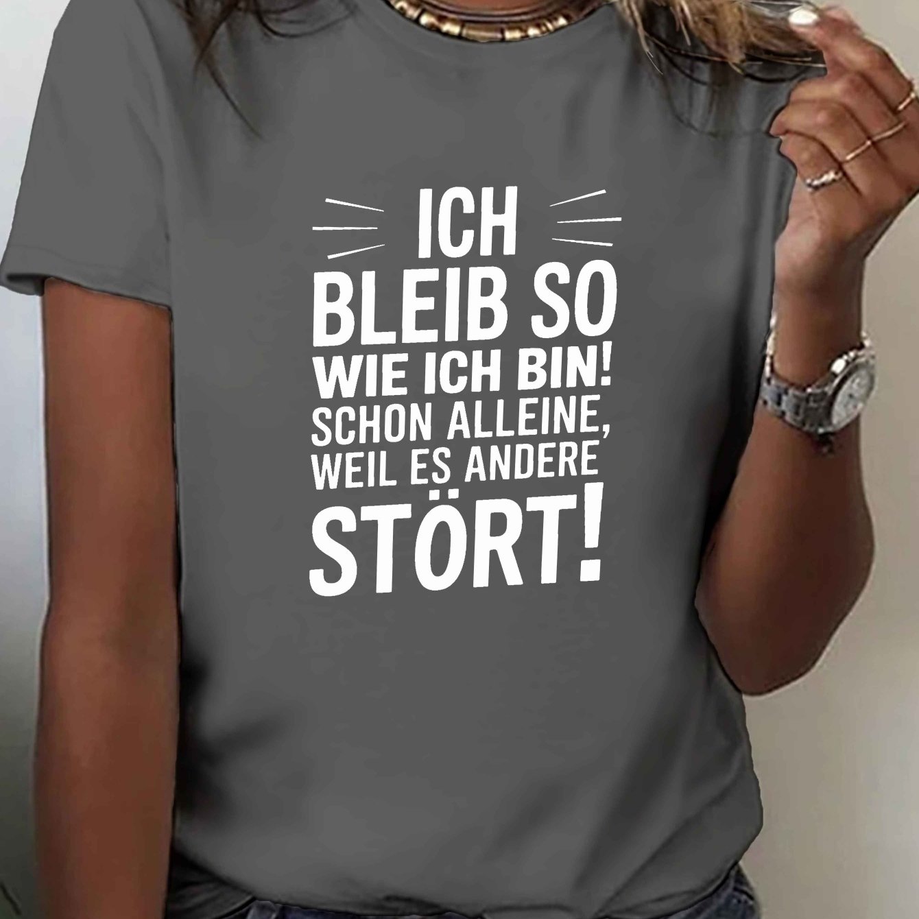 Print T-shirt, Short Sleeve Crew Neck Casual Top For Summer & Spring, Women's Clothing