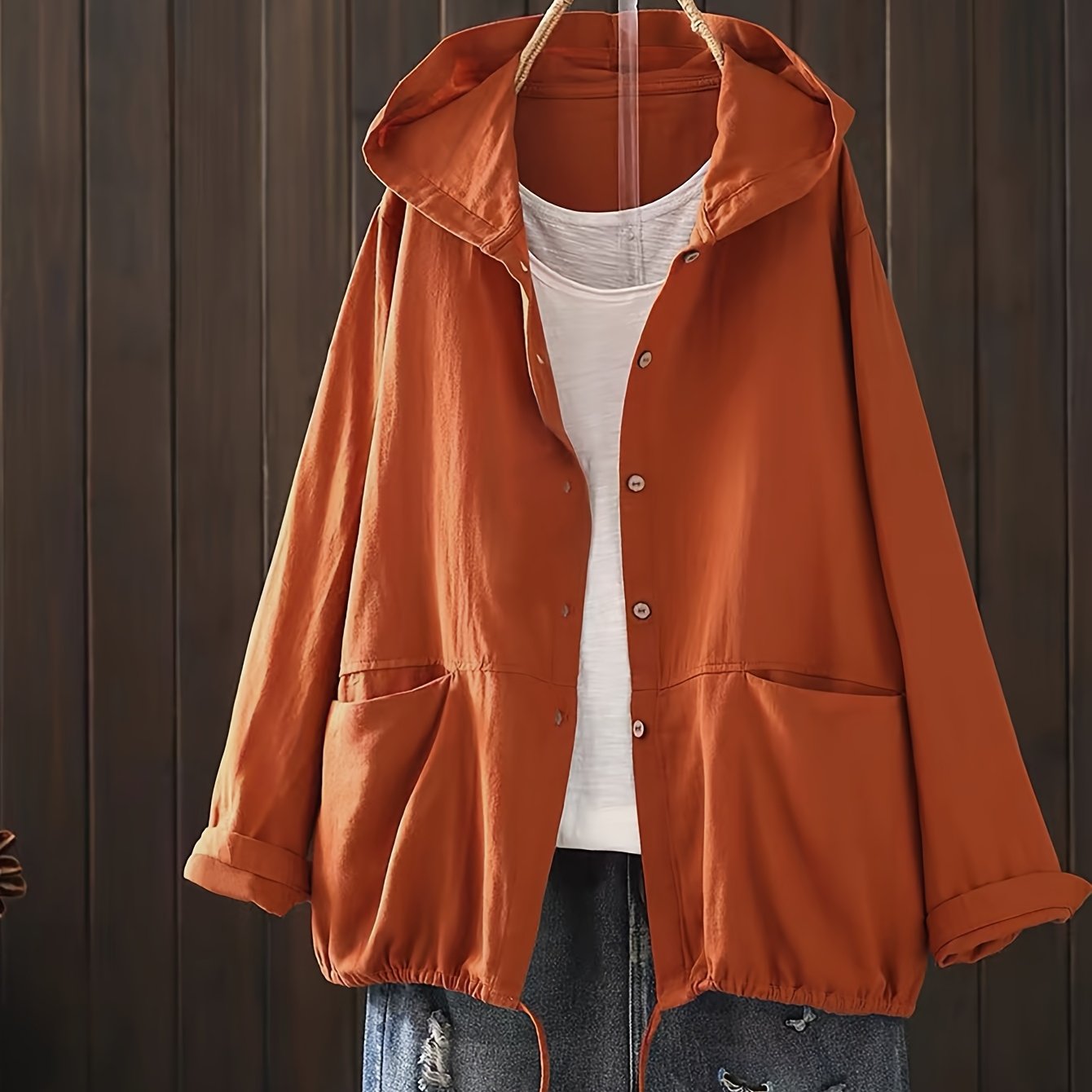 E-shop Frühlings- Herbstmode Damen Casual Lockerer Kapuzenpullover Langarmjacke