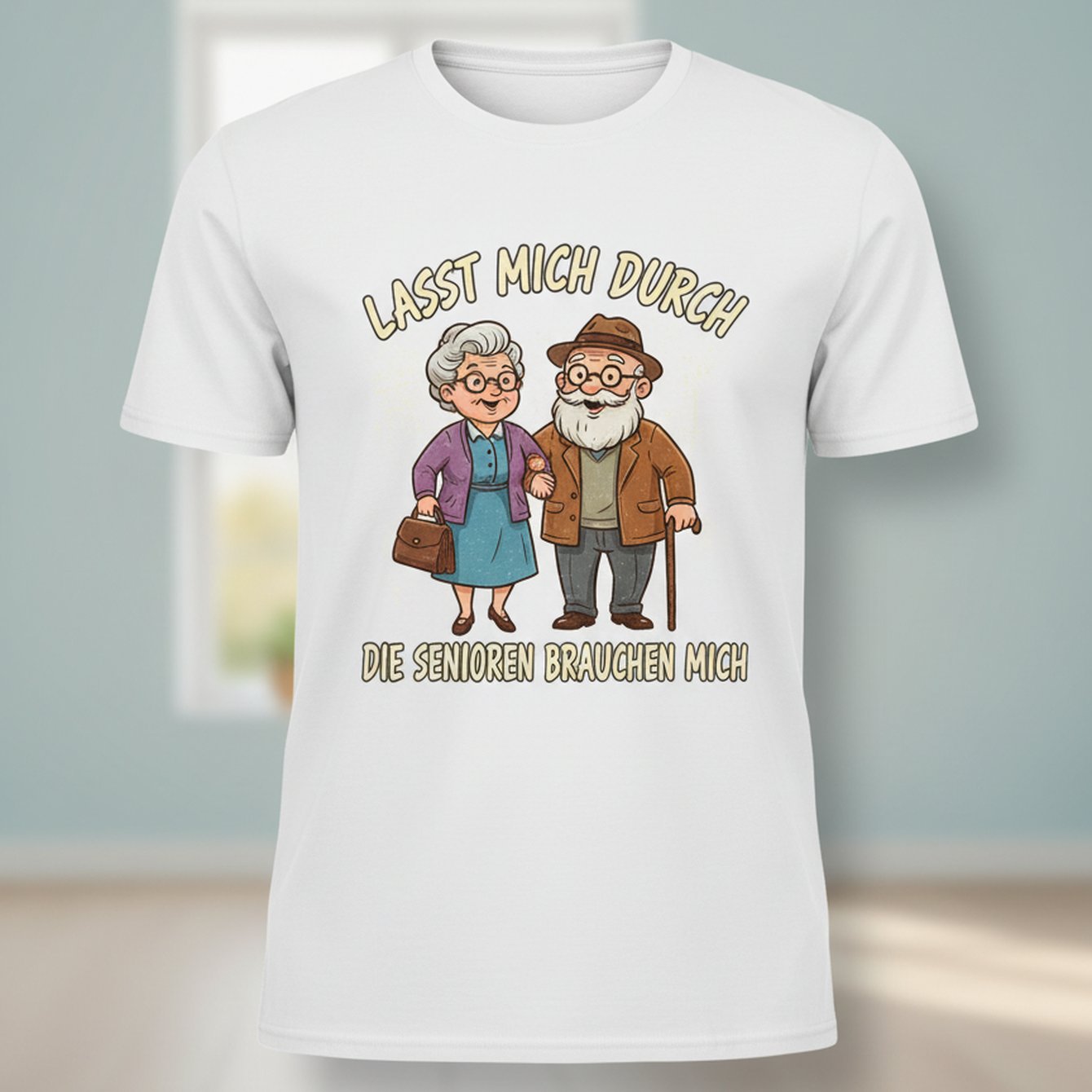 Men's & Women's Retro German Elderly Care T-shirt - Through, Seniors Need - Nursing Assistant Apparel, Vintage Shirt, 100% Cotton