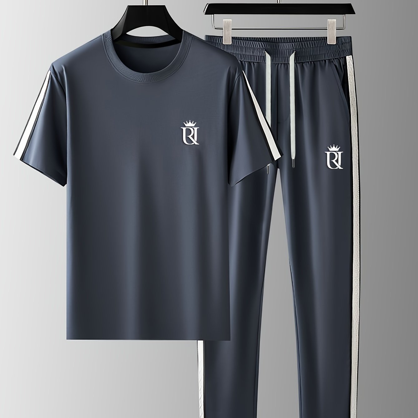 TEMU Casual Sportswear Set, Summer Fashion 2- Co Ord Set With Short Sleeve T-shirt & Pants