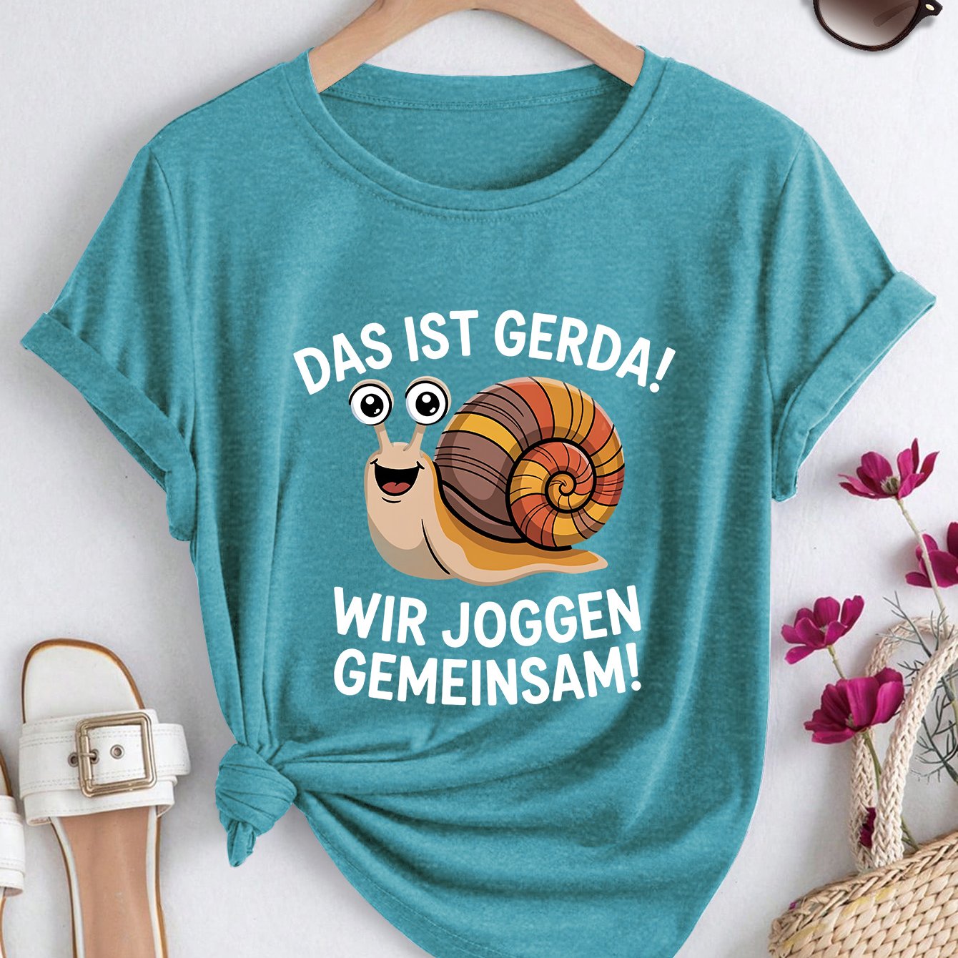 TEMU Plus Size Women's Oversized T-shirt Suitable For - Wear - Soft Loose Fit Round Neck Short Sleeve -compatible German Snail Print Top | Machine