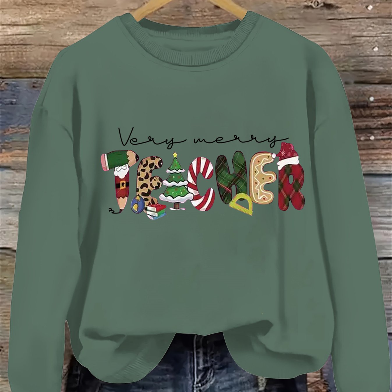 TEMU Sudadera con estampado de , sudadera casual de cuello para otoño y , ropa de mujer