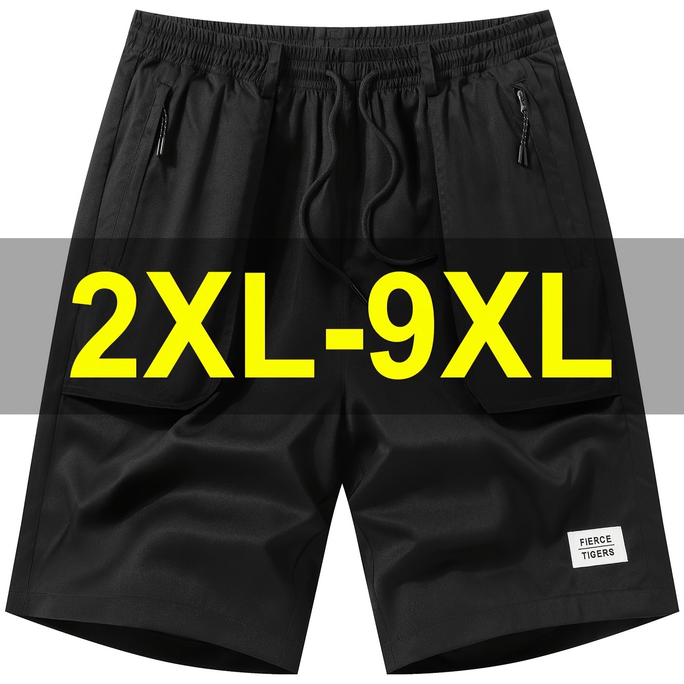 TEMU Plus Size Men's Athletic Shorts 2xl-9xl, Oversized Loose Fit Casual Sport Solid Color Knee-length Pants, Fit Not To Legs, Moderately Loose
