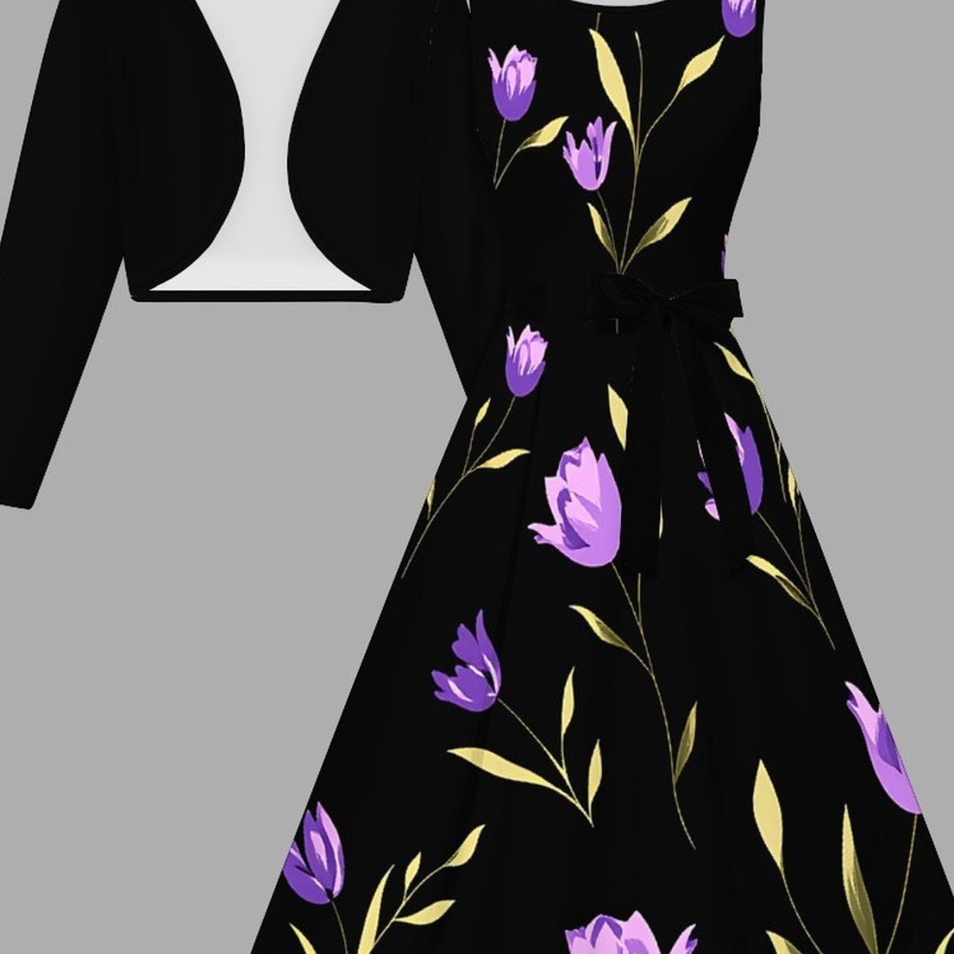 Women's Fashion Dress Set, Floral Print Design, Short Coat And Vest Dress With Belt, Wear, , For Elegant Ladies
