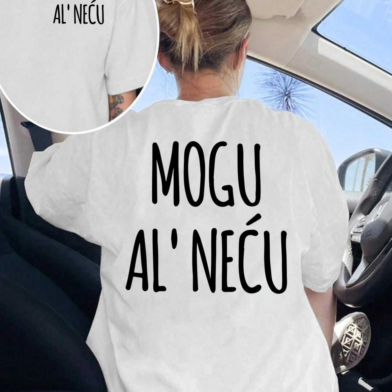 TEMU Front And Back Print Short Sleeve, Mogu Ai'neÄu, Mogu Ai'neÄu Women's Fashion Casual T-shirt, Short Sleeve Round Neck Casual Top, For Summer An